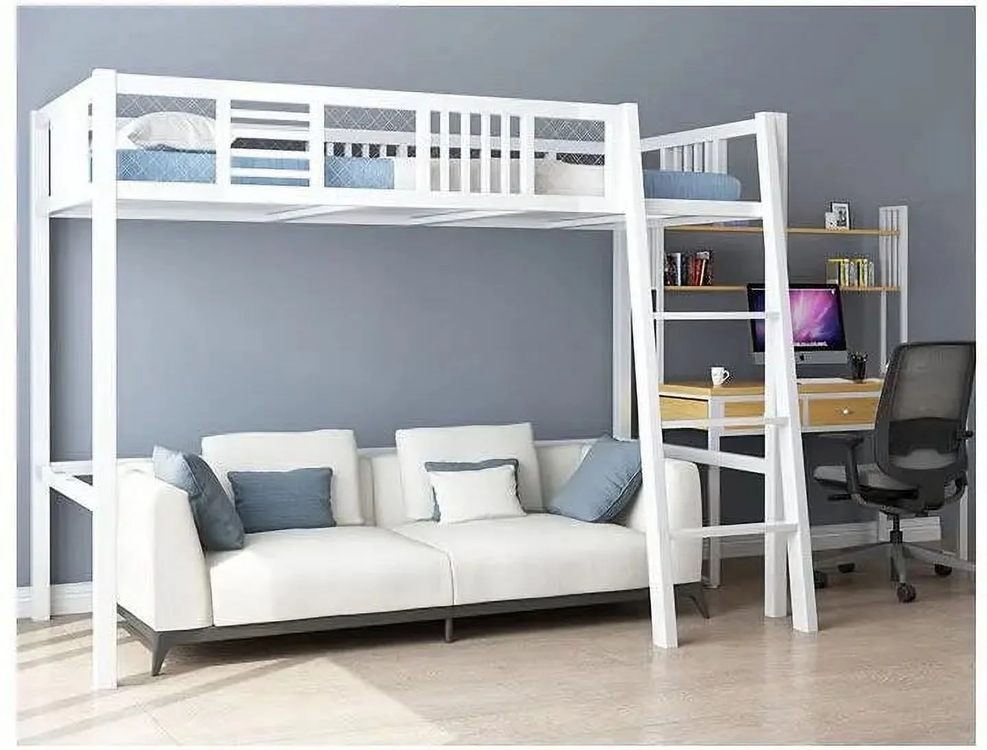 Iron bed under the table elevated bed small family space saving pavilion bed simple modern iron bed high and low bed