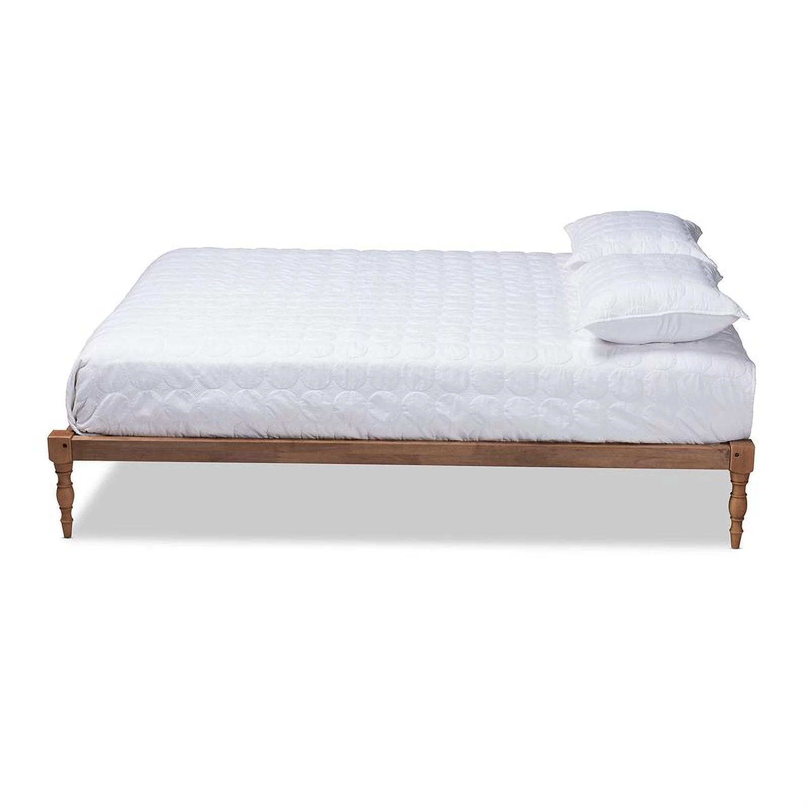 Bowery Hill Modern Solid Rubberwood Queen Platform Bed in Walnut Brown