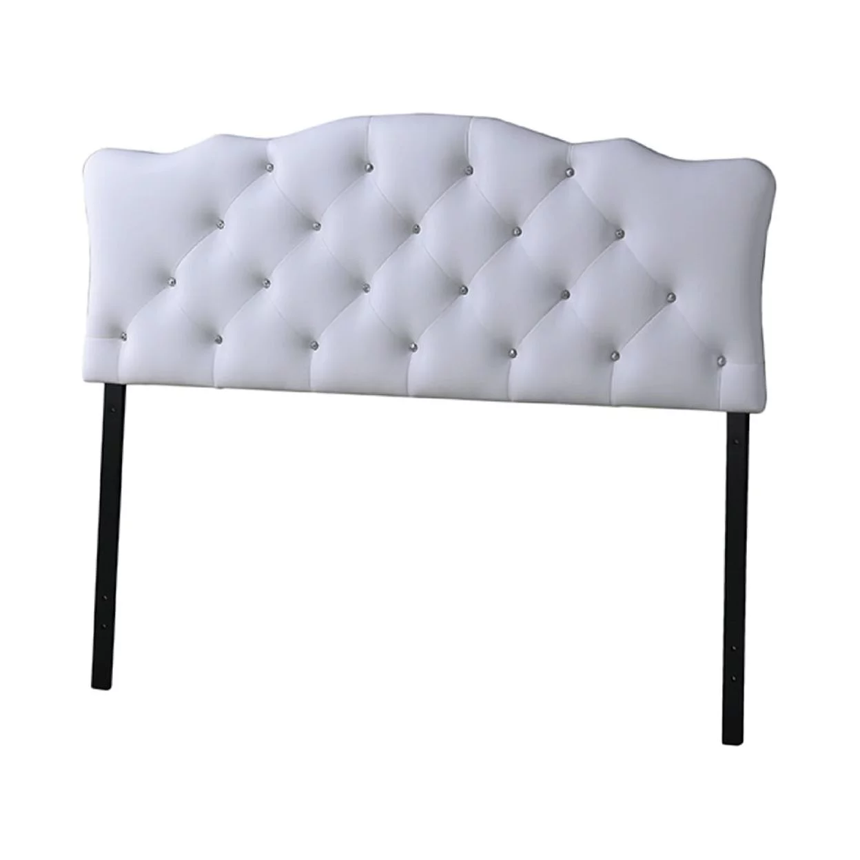 Baxton Studio Rita Modern and Contemporary Queen Size White Faux Leather Upholstered Button-tufted Scalloped