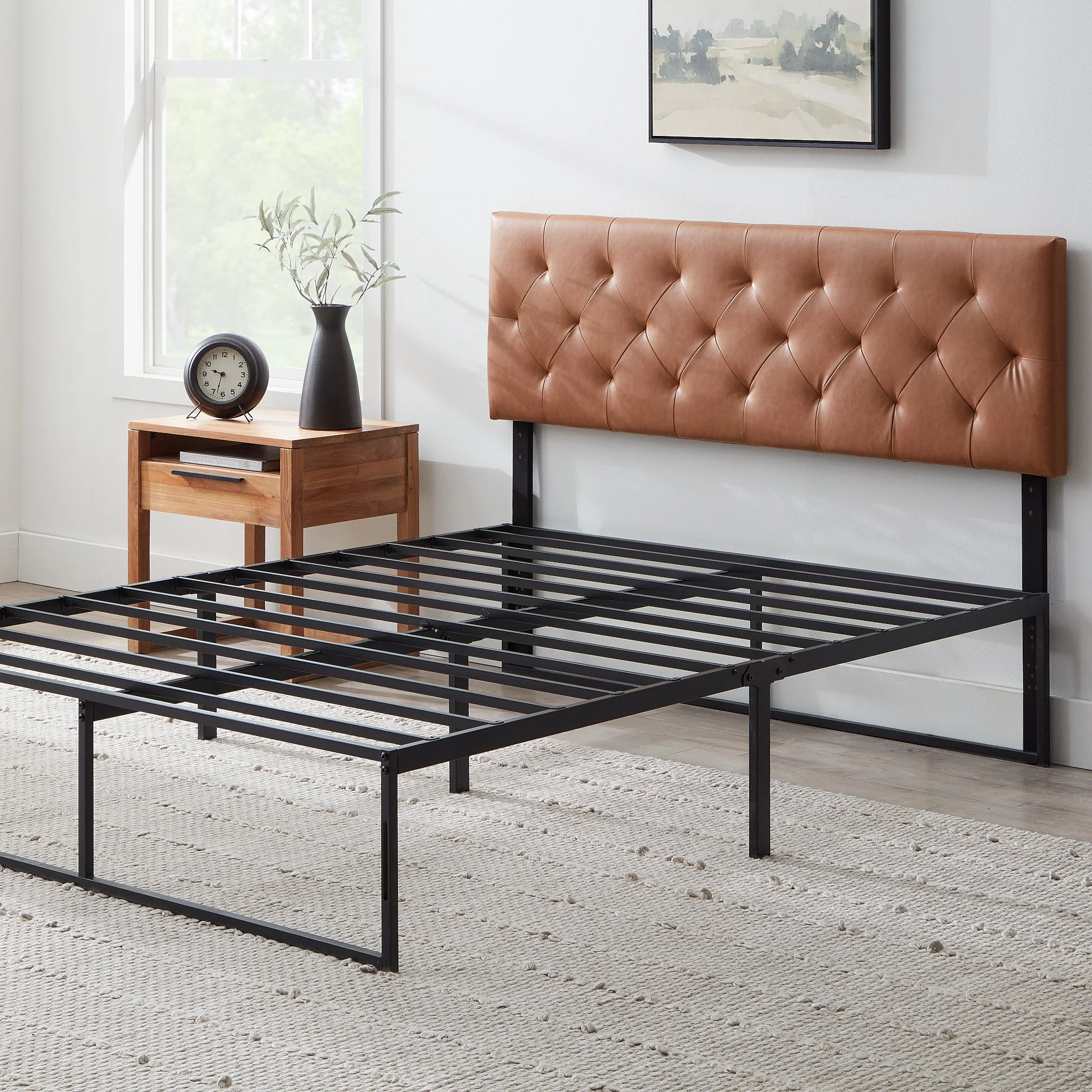 Rest Haven Harrington Faux Leather Upholstered Headboard, King, Camel