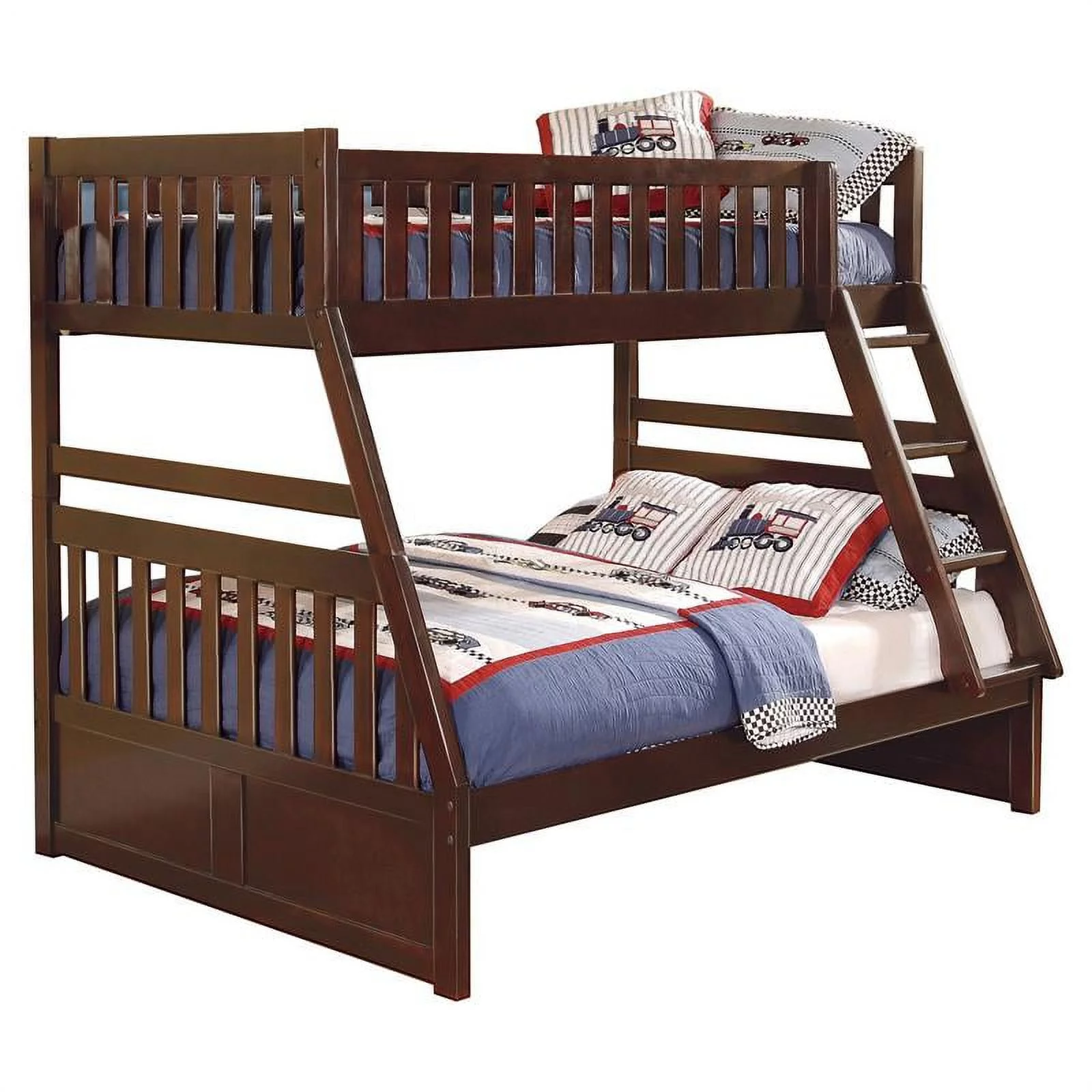 Lexicon Rowe Transitional Wood Twin over Full Bunk Bed in Dark Cherry