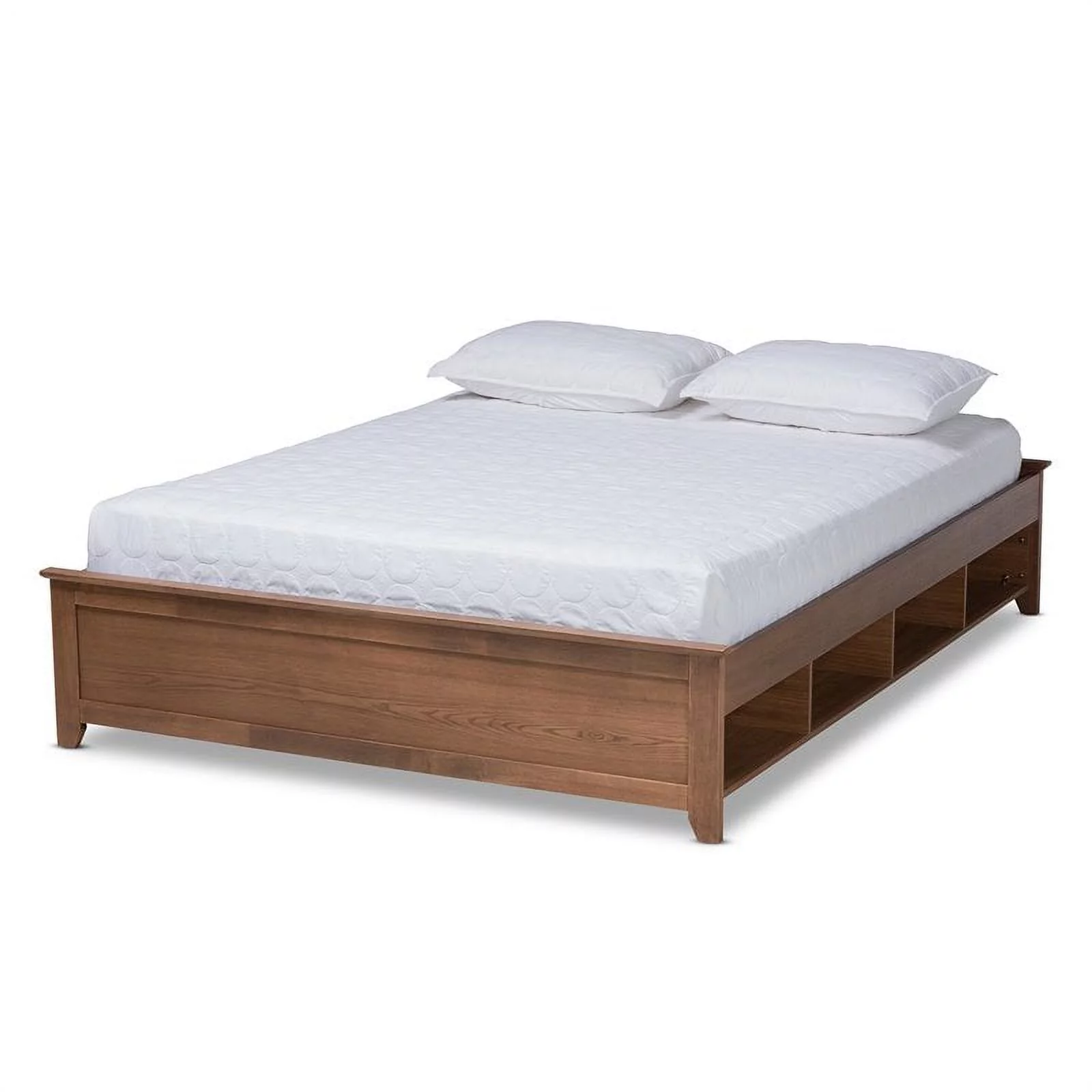 Bowery Hill Queen Size Ash Walnut Brown Finished Wood Storage Bed Frame