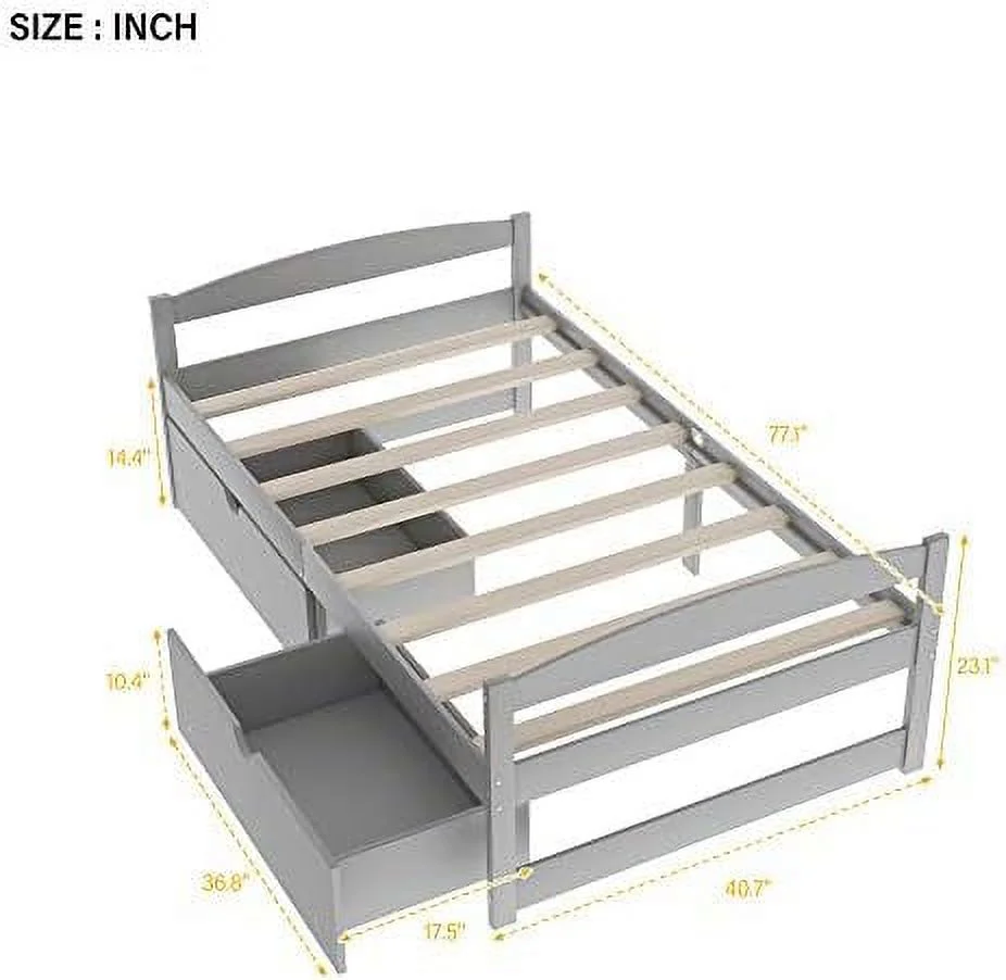 RUNFAYBIU Twin Size Daybed Twin Platform Bed with Drawers Wood Twin Bed Frame Twin Daybed Captains Bed for Bedroom Espresso