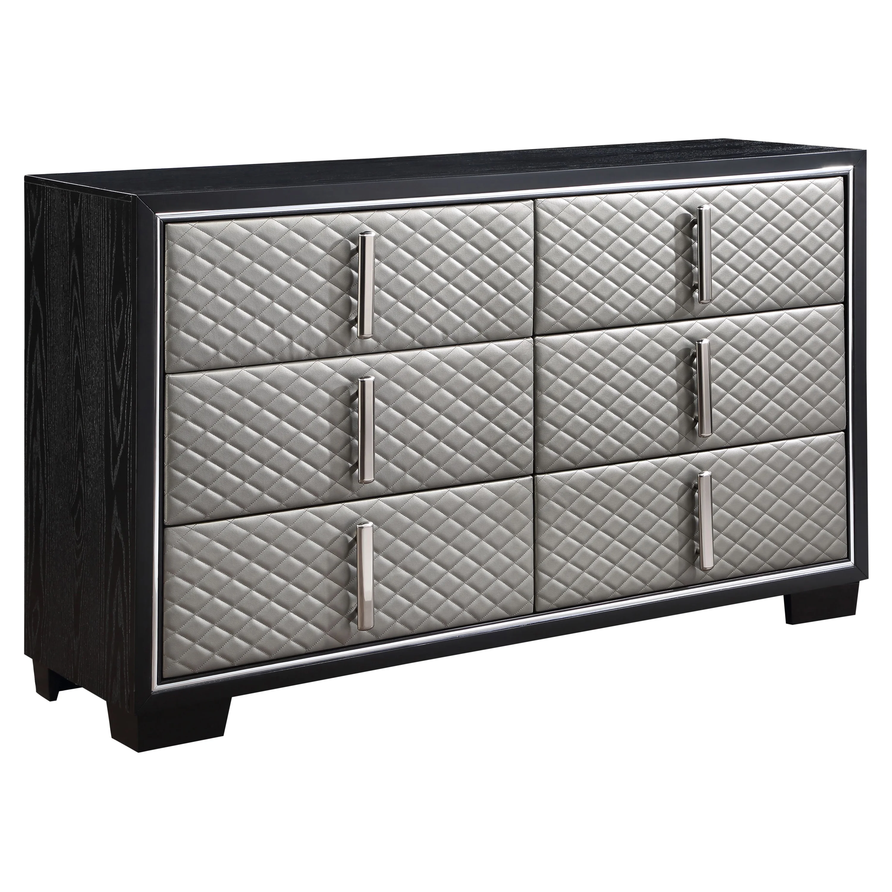 ACME Nicola 6-Drawer Double Dresser in Silver and Black