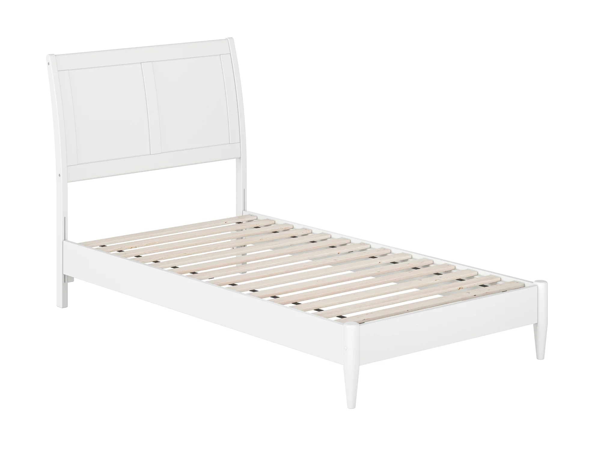AFI Valencia Twin Solid Wood Low Profile Sleigh Platform Bed, White