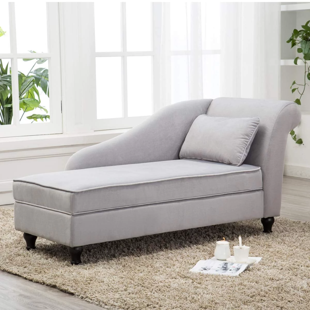 andeworld chaise lounge indoor Upholstered Sofa Recliner Lounge Chair for Living Room Bedroom Side Chairs Grey