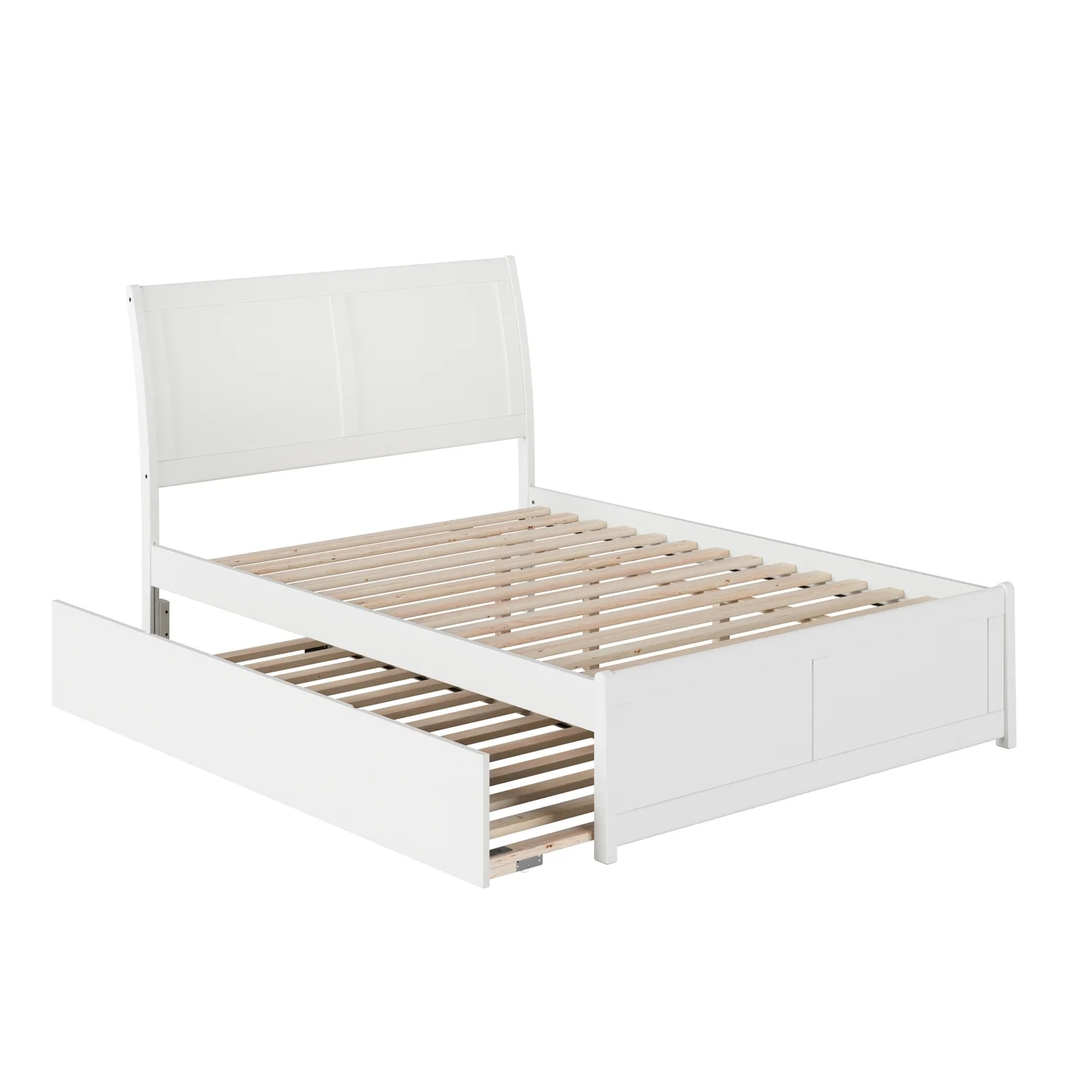 Portland Full Platform Bed with Matching Foot Board with Full Size Urban Trundle Bed in White