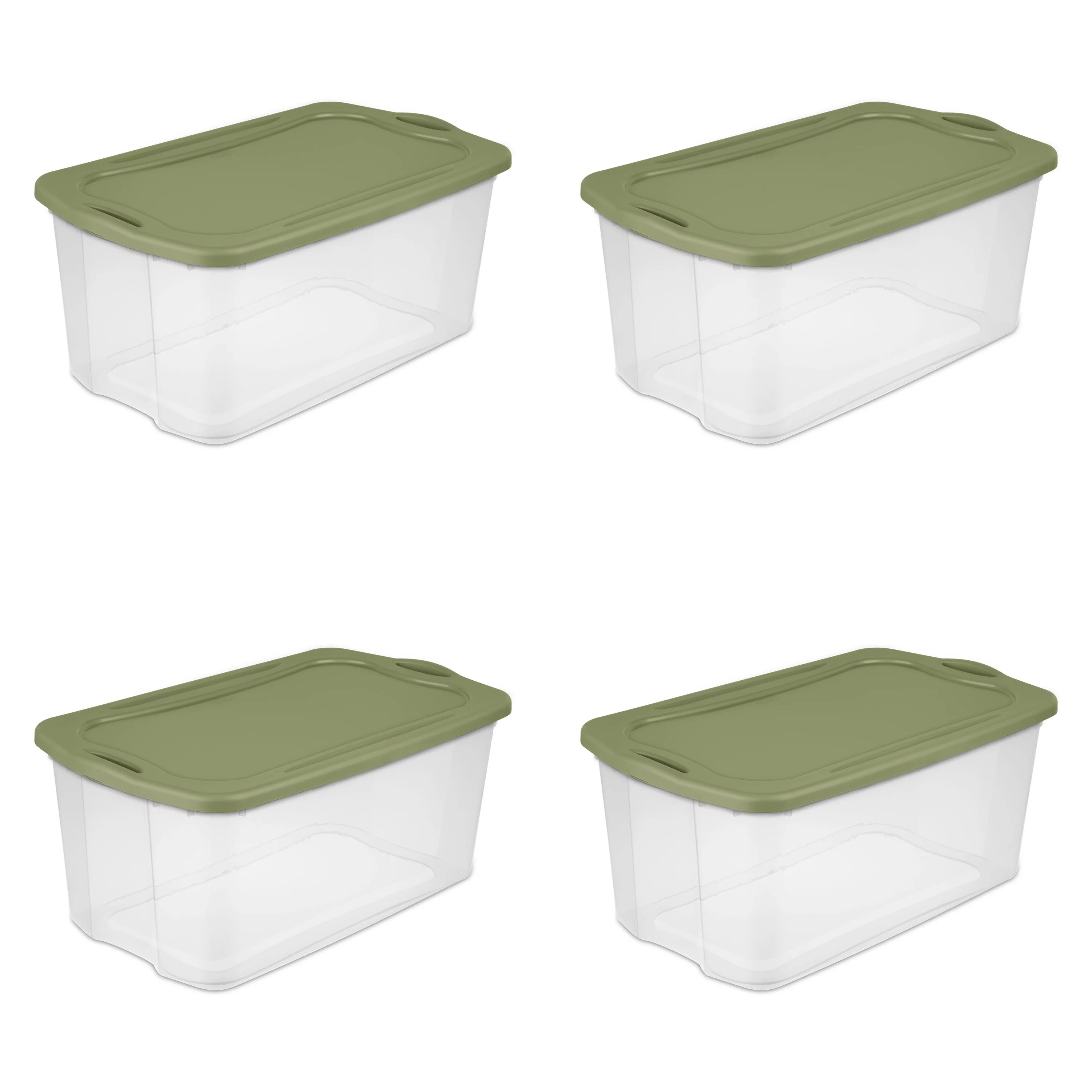 Sterilite 120 Qt. EZ Carry Plastic, Clear/Sage Legume, Set of 4