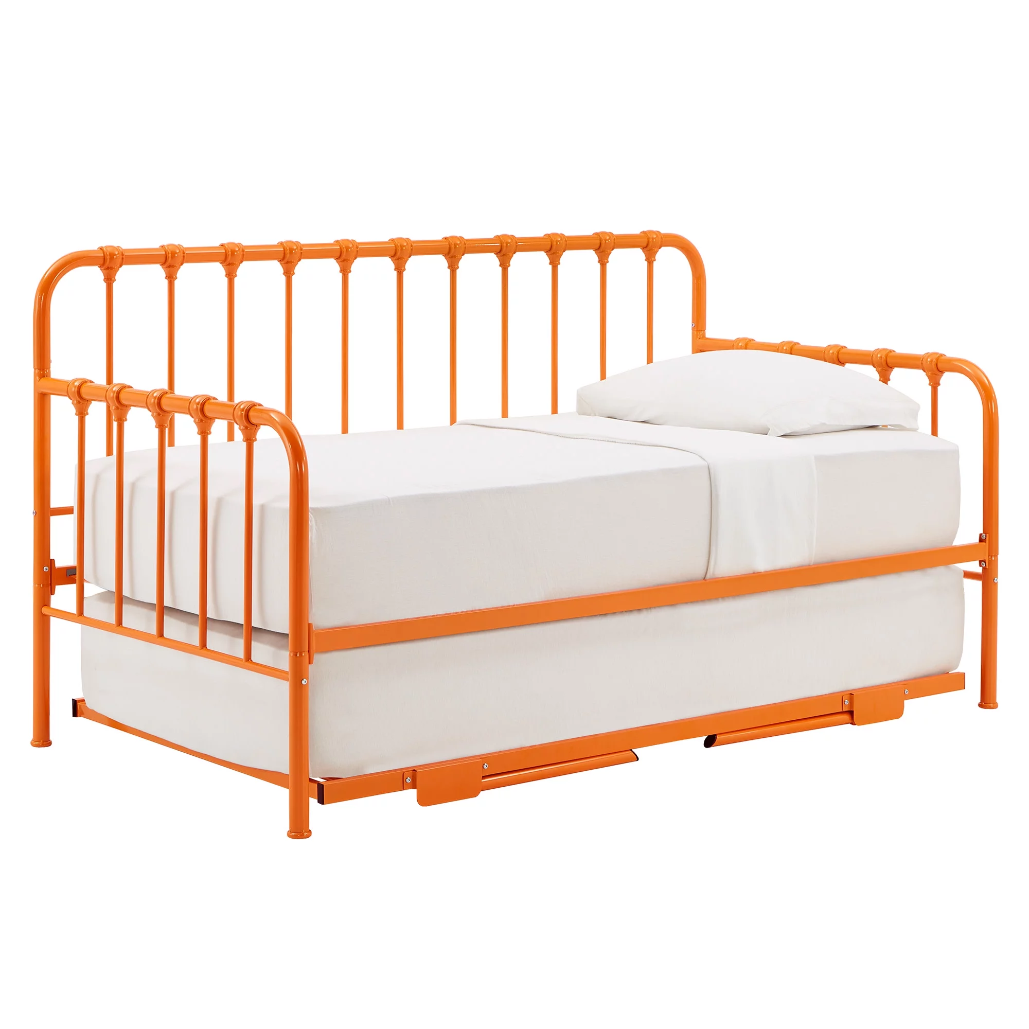 Weston Home Luca Metal Twin Daybed with Lift-up Trundle, Orange