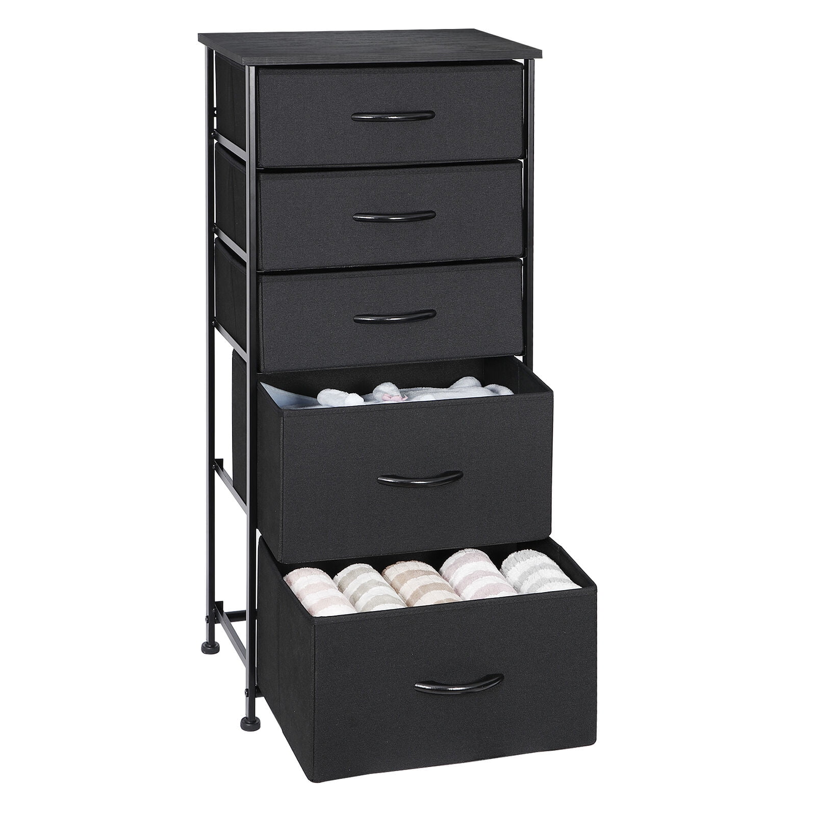 Storage Dresser 5 Drawer Dresser for Bedroom Tower Organizer Unit Black