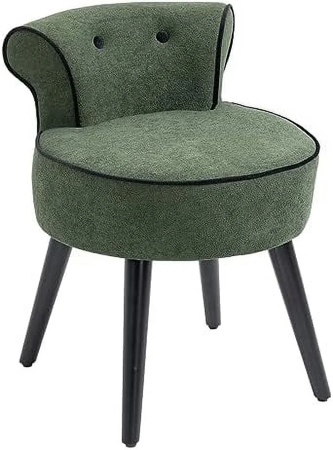 RUNFAYBIU Vanity Chairs-Armless Side Slipper Chair with Comfortable Upholstery Chairs with Low Curved Back Vanity Stool with Wood Legs (Yellow/Black Trim)
