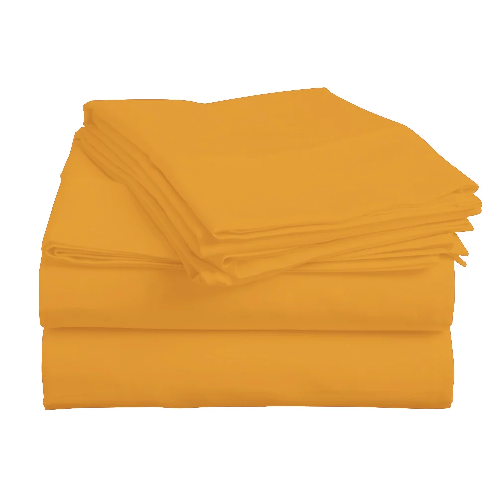 BedDecor 400 TC 100% Egyptian Cotton 4PC Sheet Set, 1PC Fitted Sheet, 1Flat Sheet and 2 Pillow Covers Gold California King Size 15