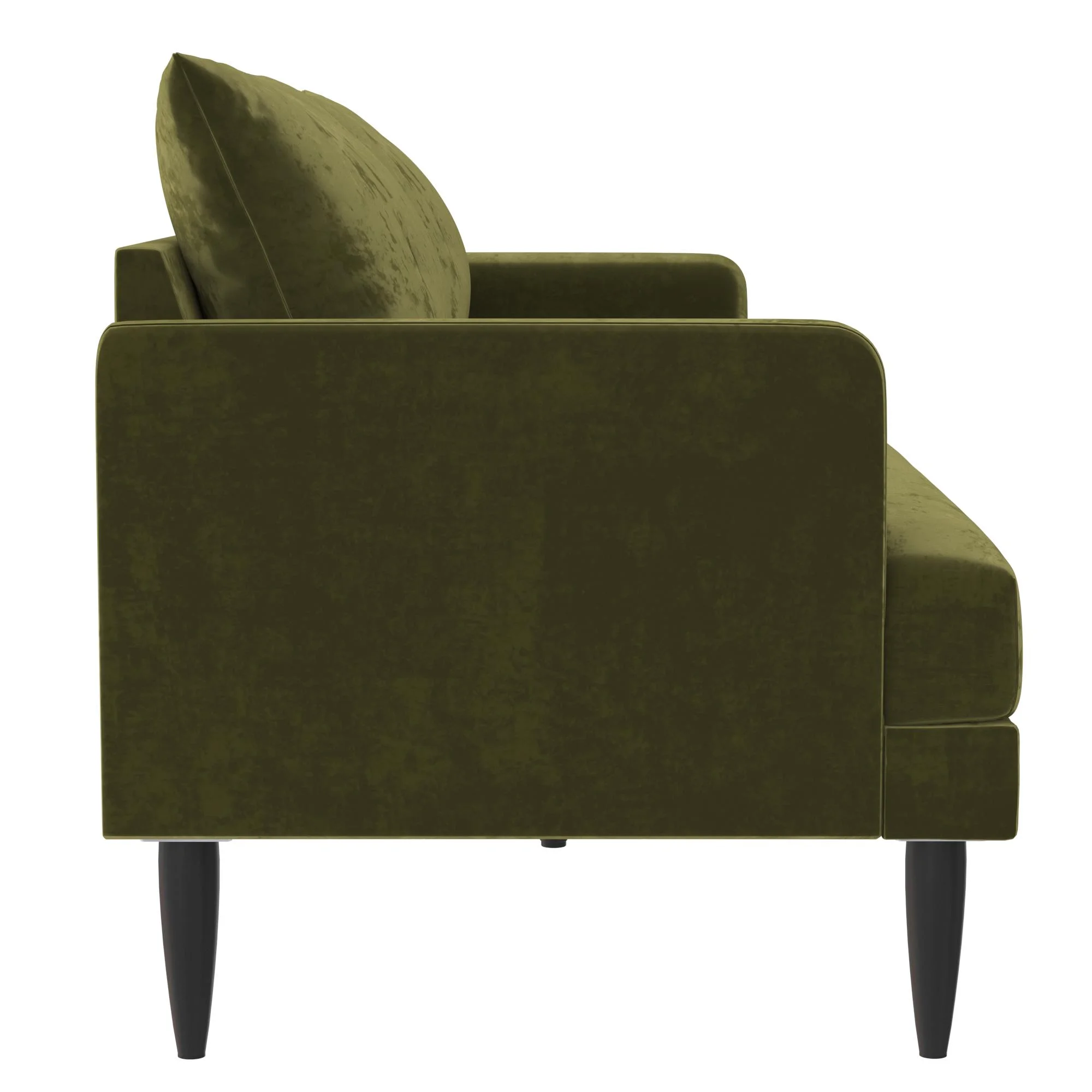 Novogratz Bailey Pillowback Sofa, Mid-Century Modern Vintage Living Room Furniture, Olive Green Velvet