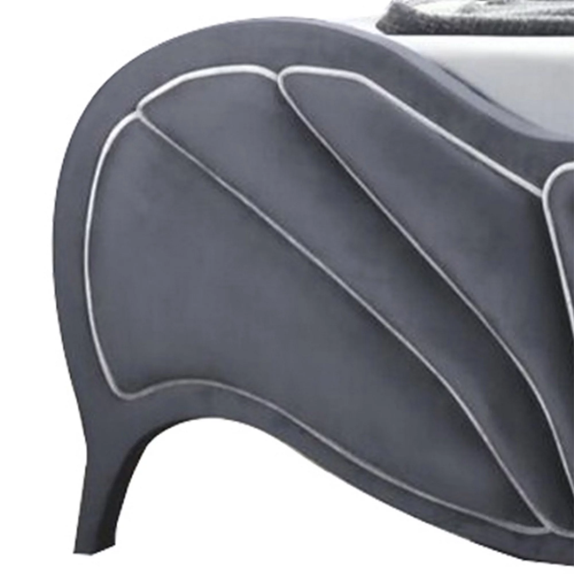 Velvet Upholstered Channel Tufted Queen Bed, Gray