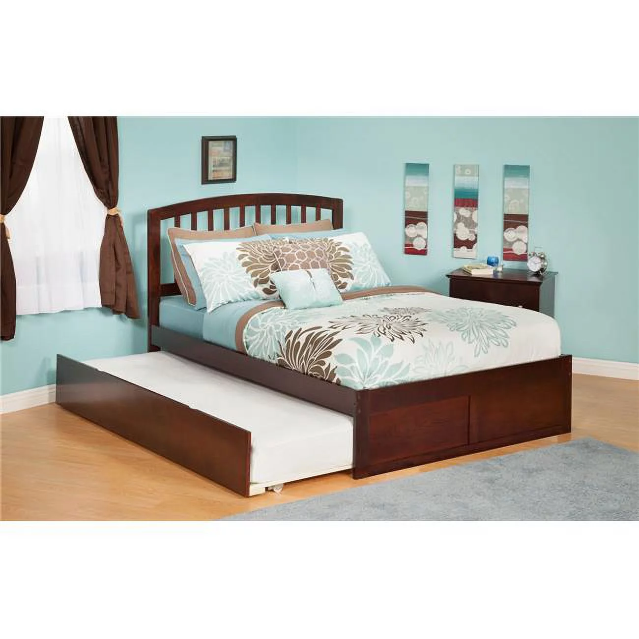 Richmond Match Footboard with Urban Trundle Bed - Antique Walnut, Twin Size
