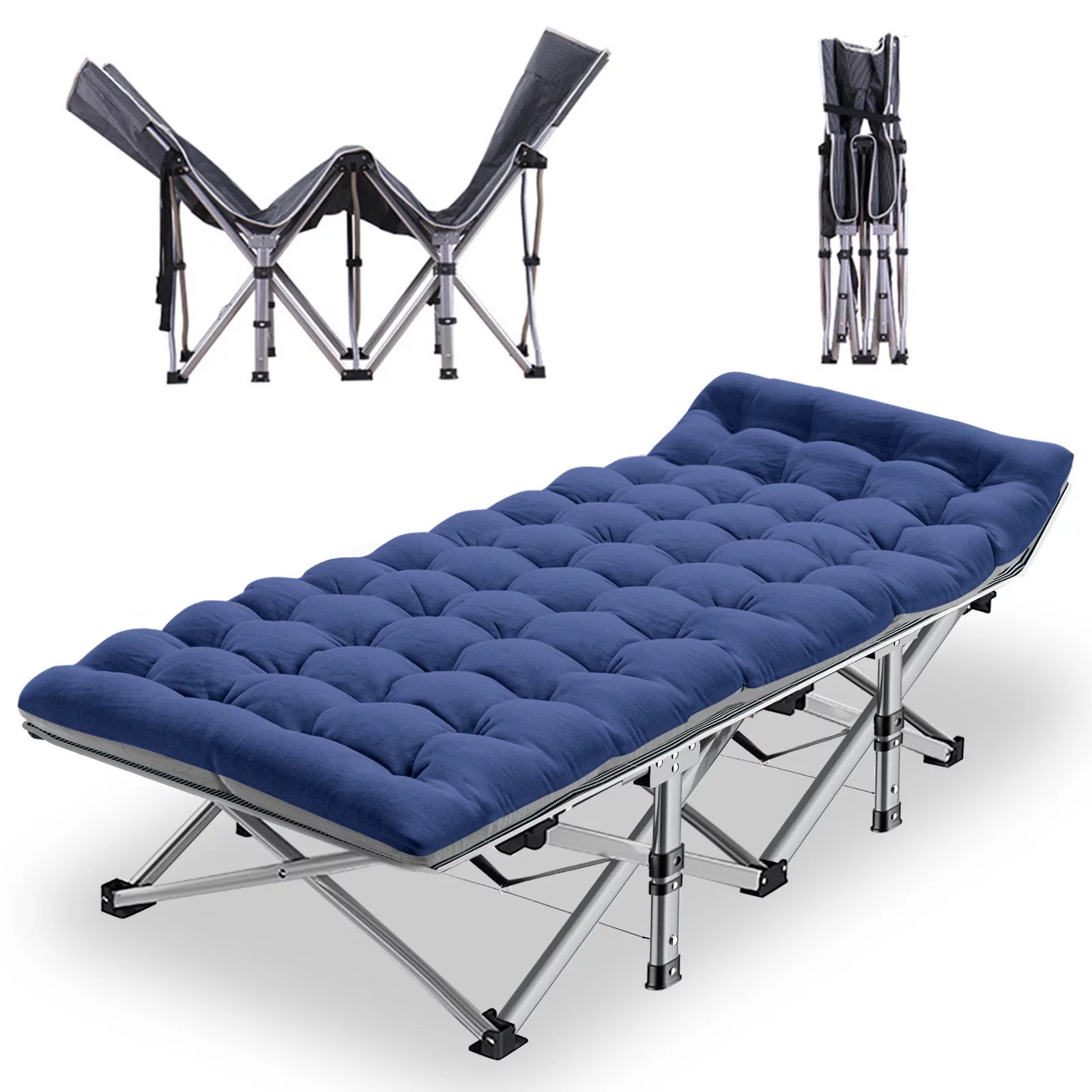 NAIZEA Portable Folding Cot for Adults, Rollaway Guest Bed Sleeping Cot with Mattress, Heavy Duty Outdoor Camping bed
