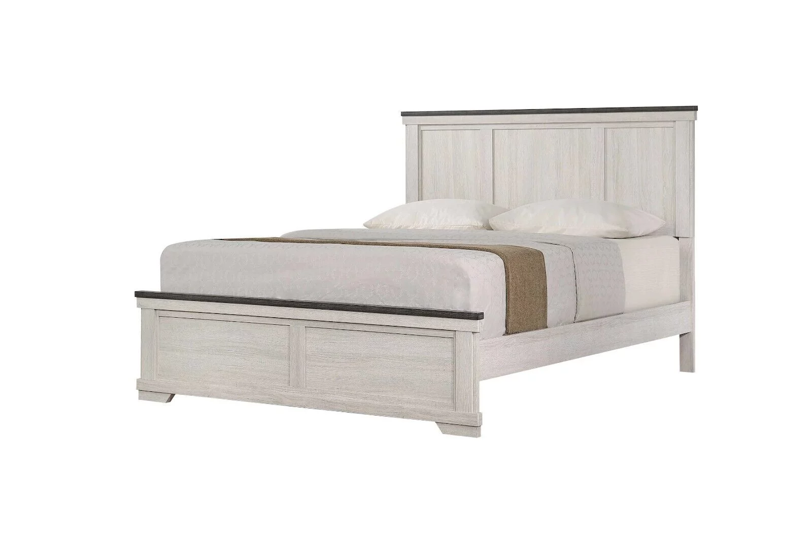Contemporary 3pc Panel Full Size Bed and 2x Nightstand Bedroom Set Wooden Furniture Chalk Finish