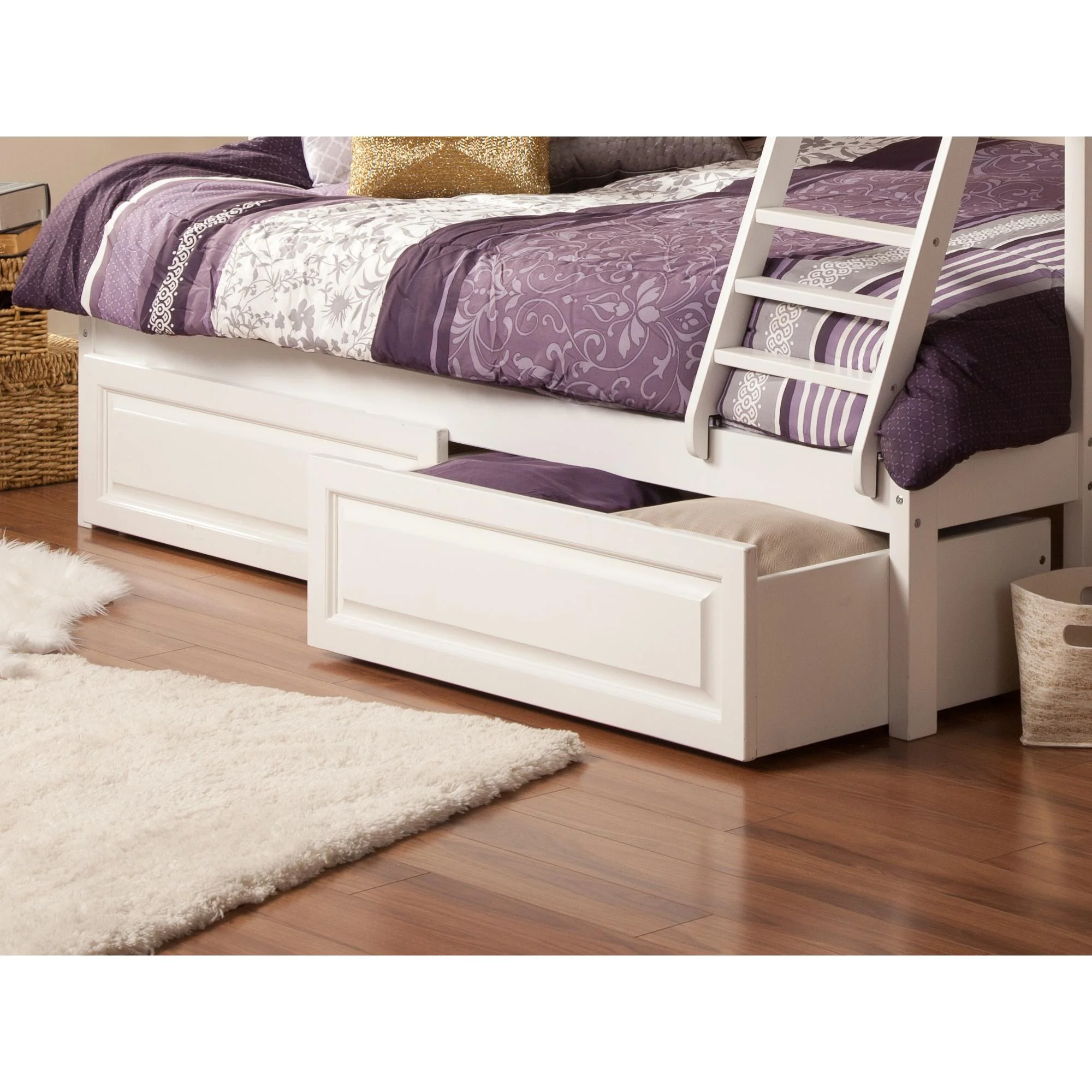 Raised Panel Bed Drawer Twin-Full White