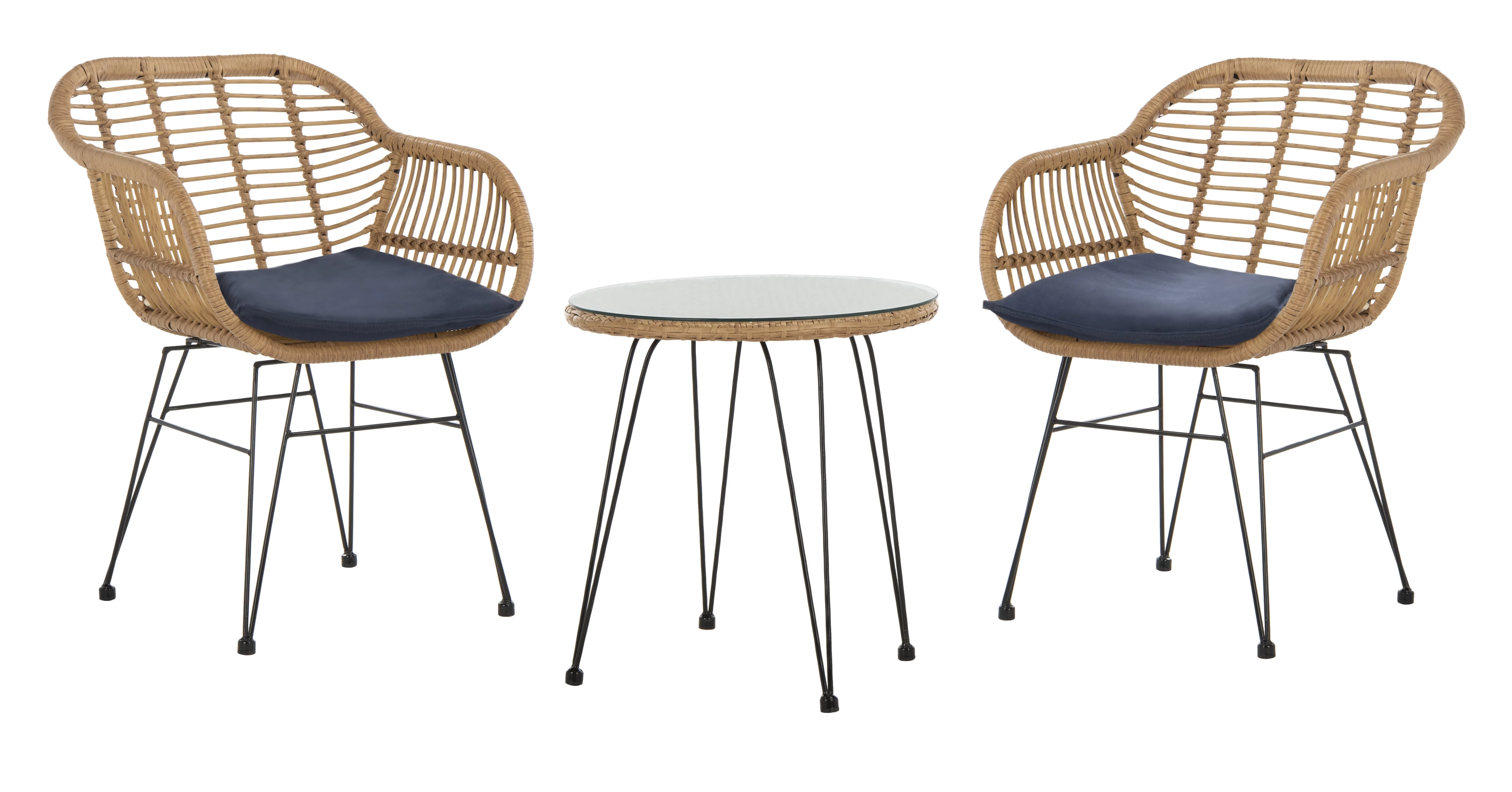 Safavieh Alton 3 Piece Outdoor Contemporary Lounge Set with Cushion