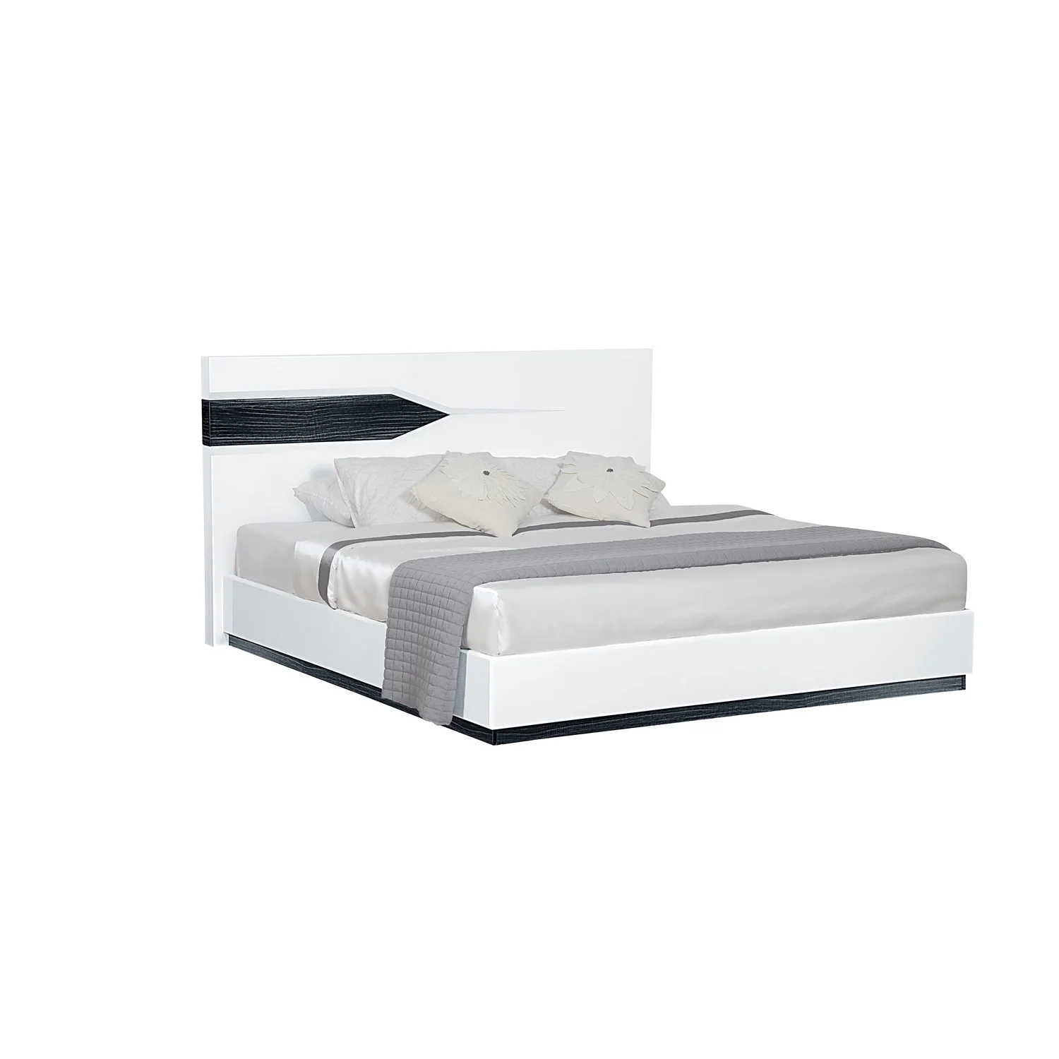 Global Furniture USA Hudson King Bed Zebrano Gray / White High Gloss