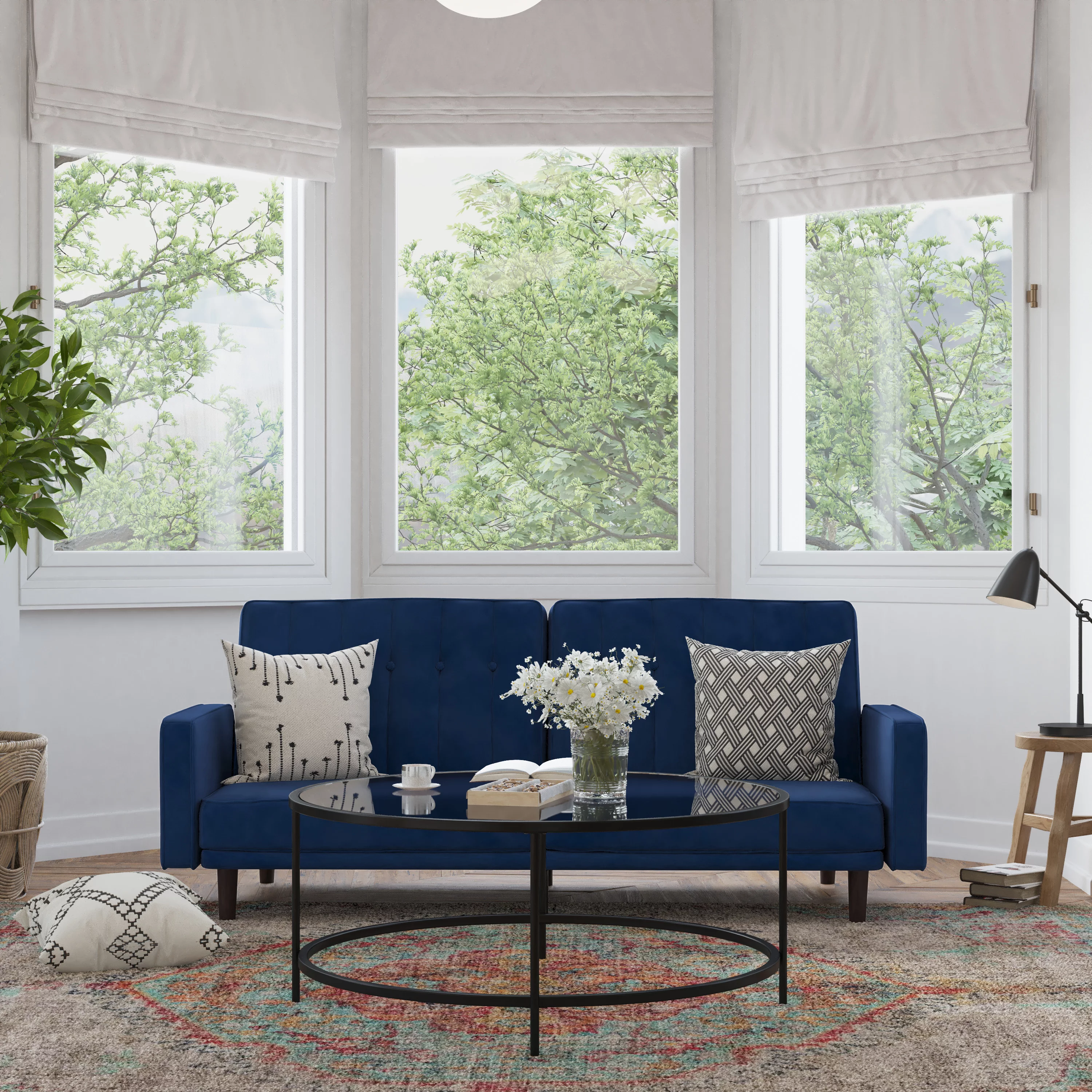 Flash Furniture Carter Living Room Sofa, Navy Fabric