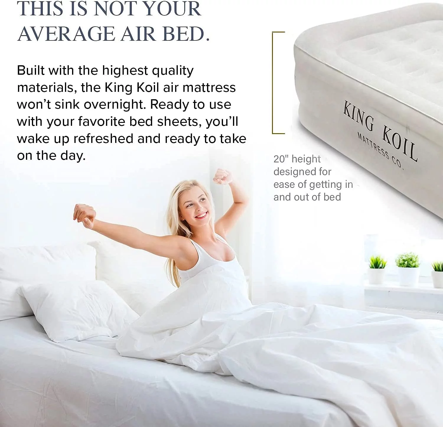 LIHONG Plush Pillow Top Twin Air Mattress with Built-in High-Speed Pump for Camping, Home & Guests - 20” Twin Size Airbed Inflatable Blow Up Mattress, 1, 1-Year Warranty