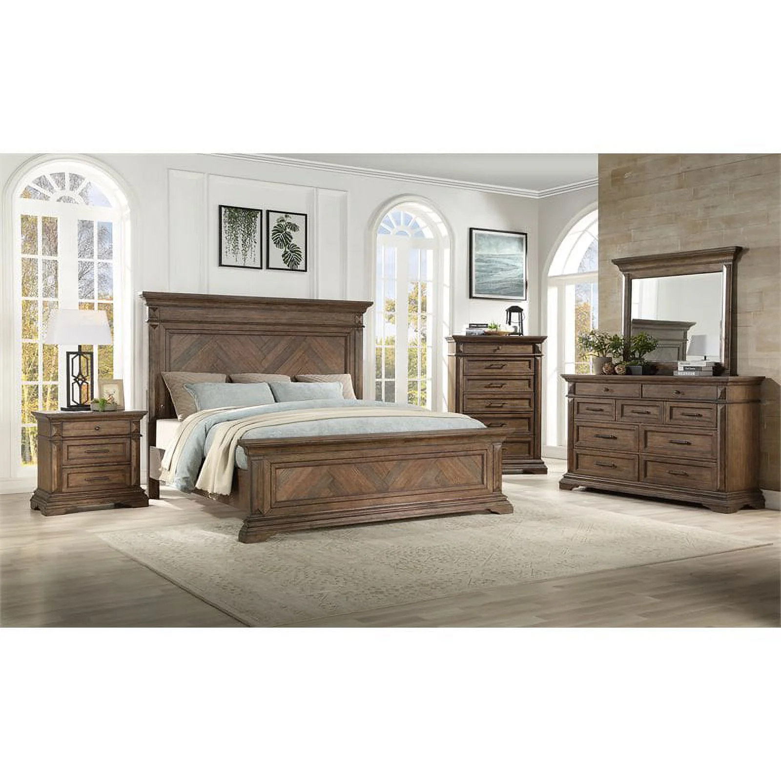 New Classic Furniture Mar Vista 5/0 Solid Wood Queen Bed in Brushed Walnut