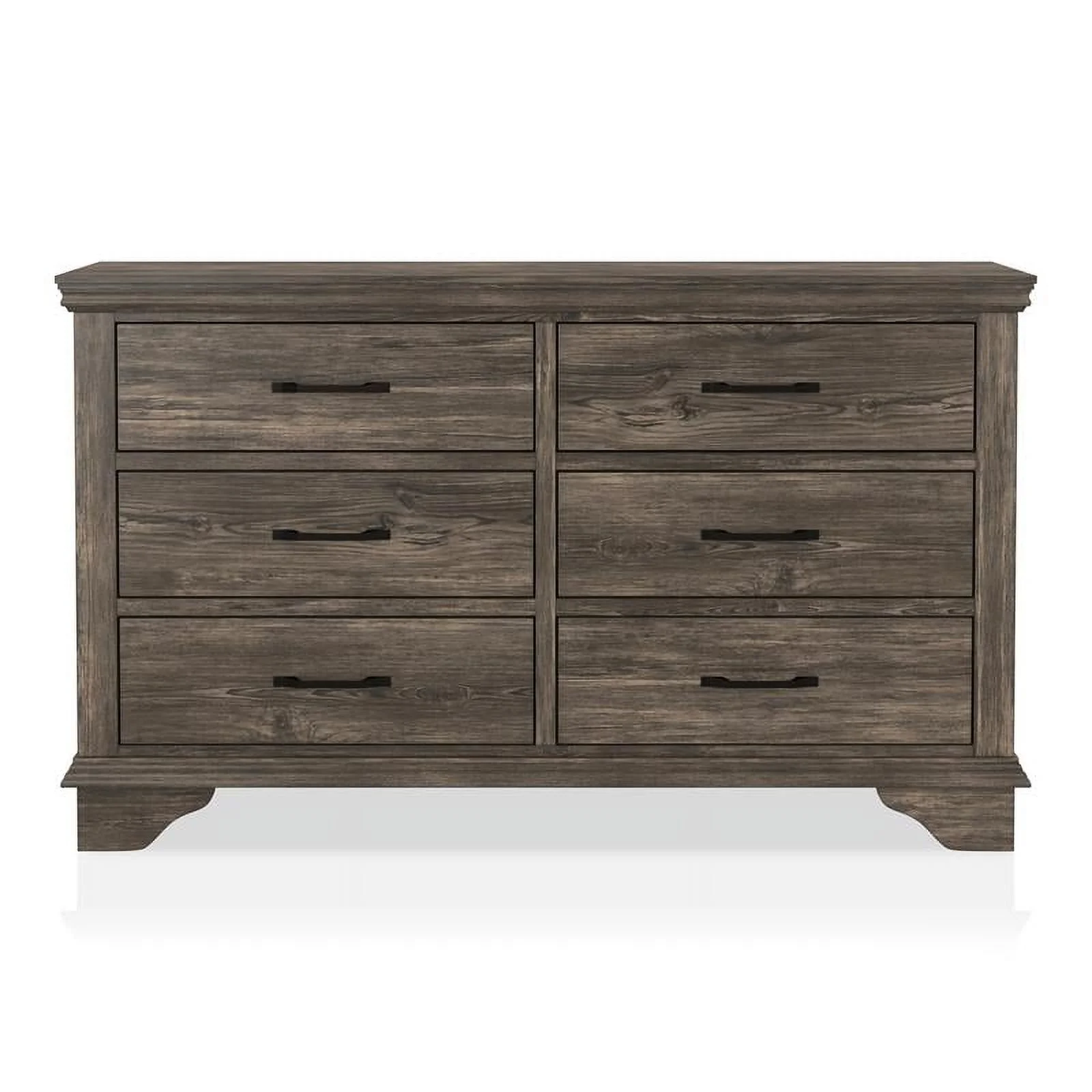 Furniture of America Gafin Solid Wood 2-Piece Dresser and Mirror Set in Gray