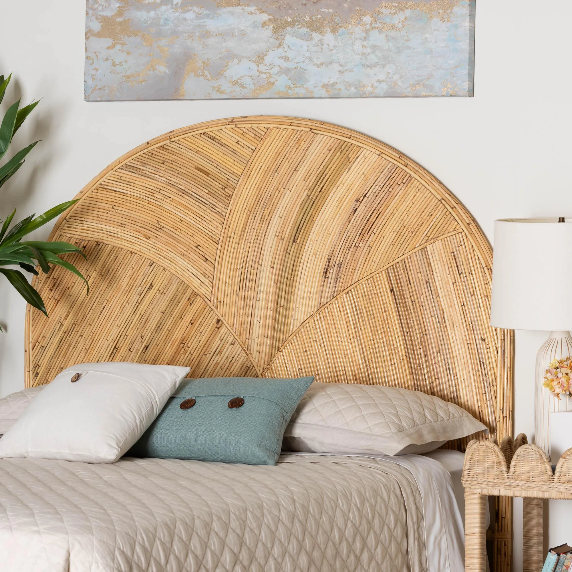 bali & pari Seana Boho Standalone Headboard, King, Honey