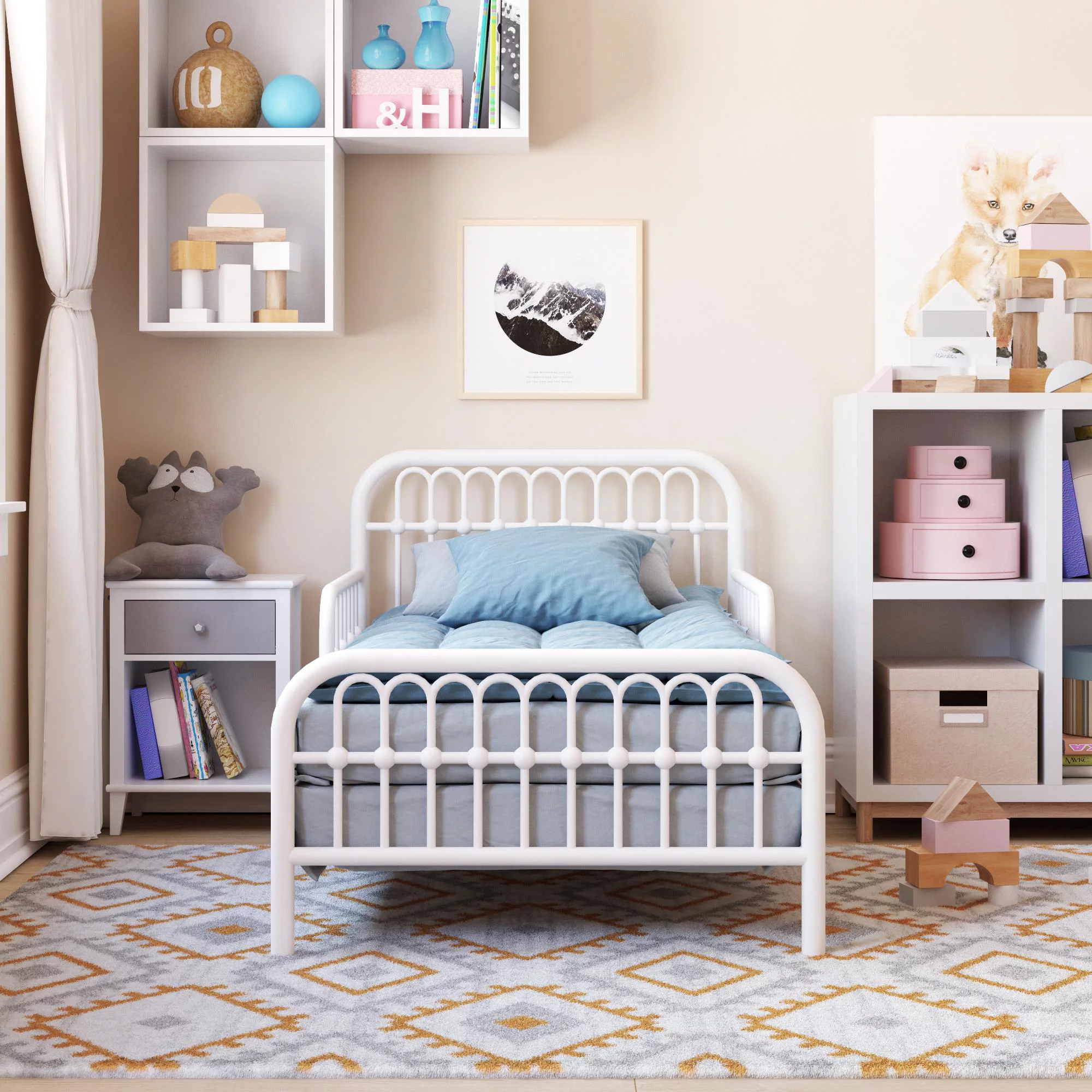 Little Seeds Monarch Hill Ivy Metal Toddler Bed, Off White