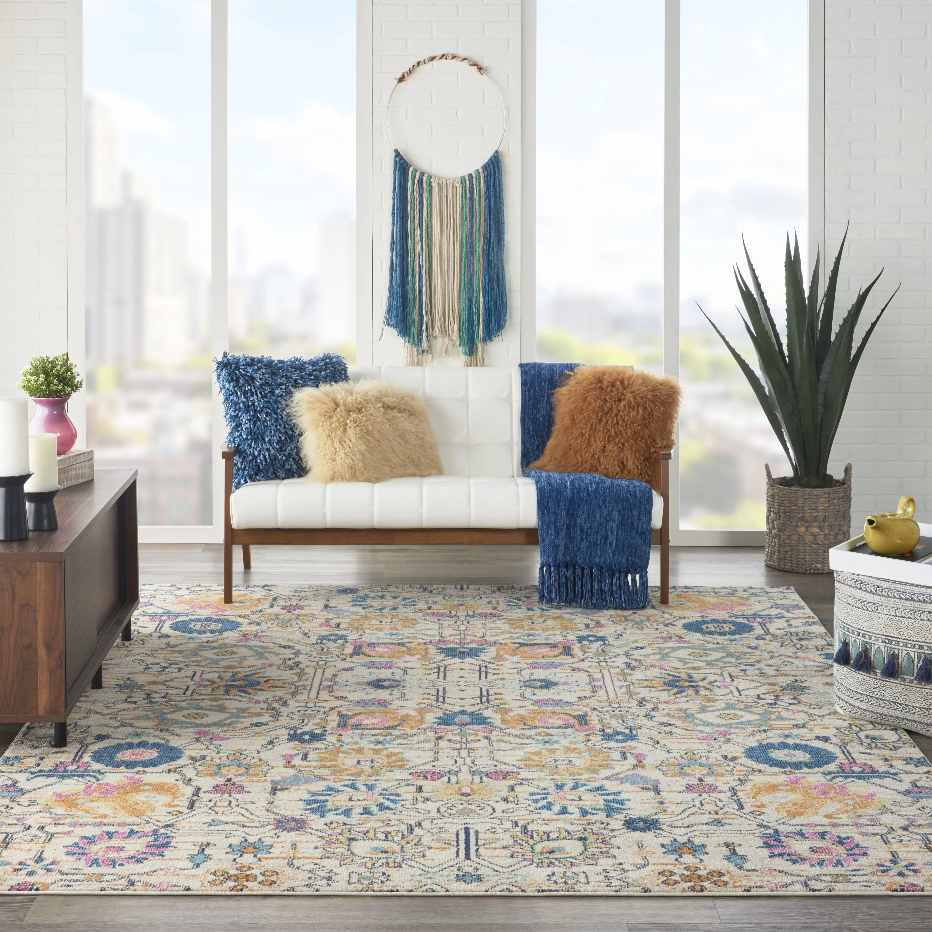 Nourison Passion Ivory/Multicolor 8' x 10' Area Rug, Boho, Moroccan, Bed Room, Living Room, Dining Room, Kitchen, , Easy Cleaning, Non Shedding (8' x 10')