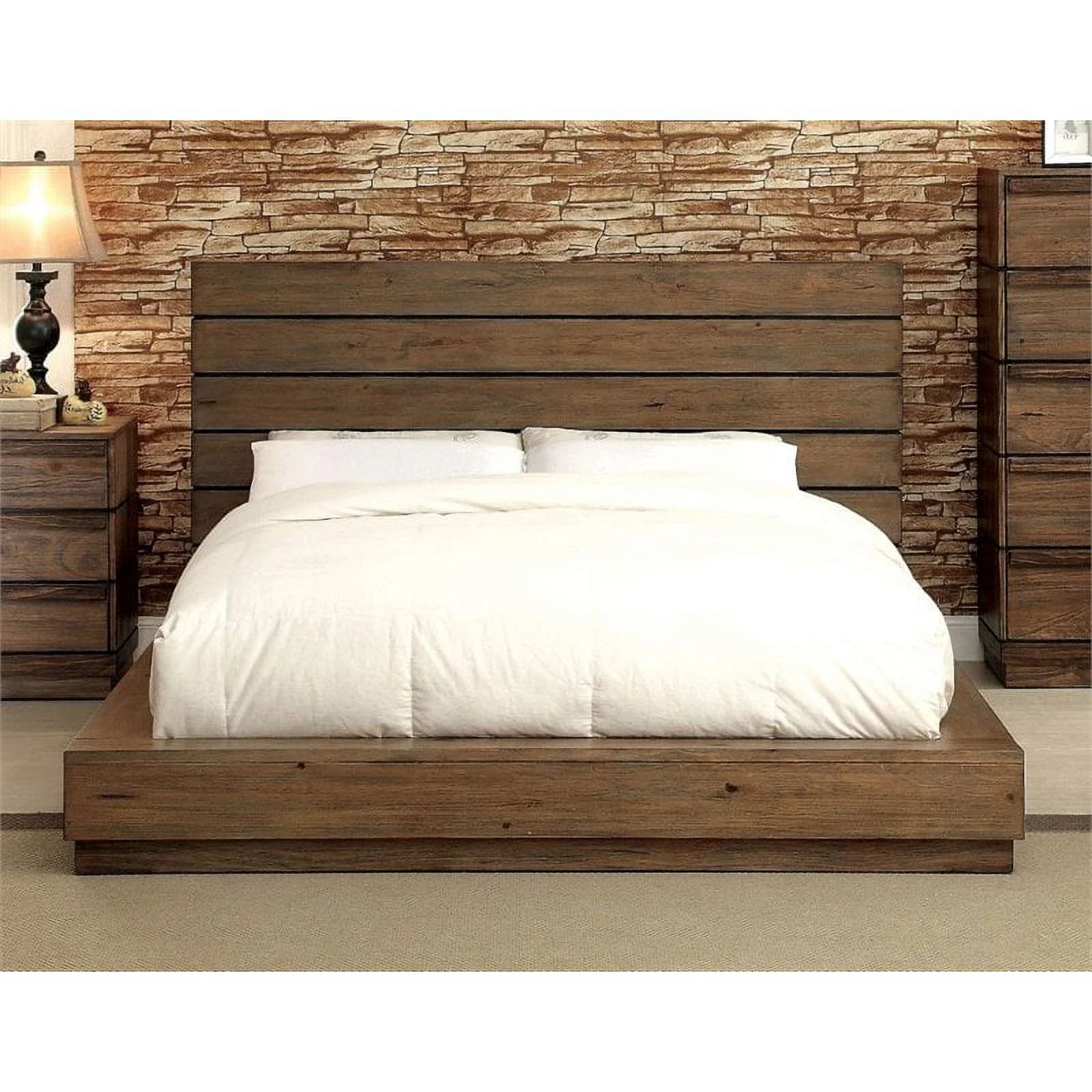 Furniture of America Benjy Wood King Platform Bed in Natural Tone