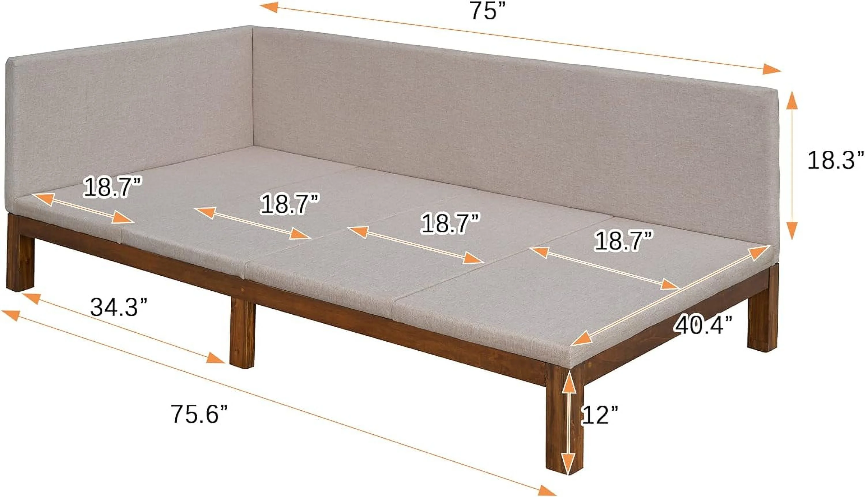 Size Daybed, Upholsered Daybed, Sofa Bed Frame Size, Lie-Beige