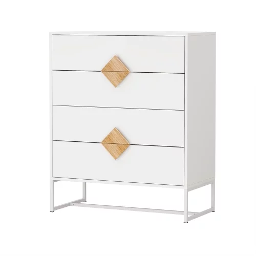 CoSoTower Solid Wood Special Shape Square Handle Design With 4 Drawers Bedroom Furniture Dressers