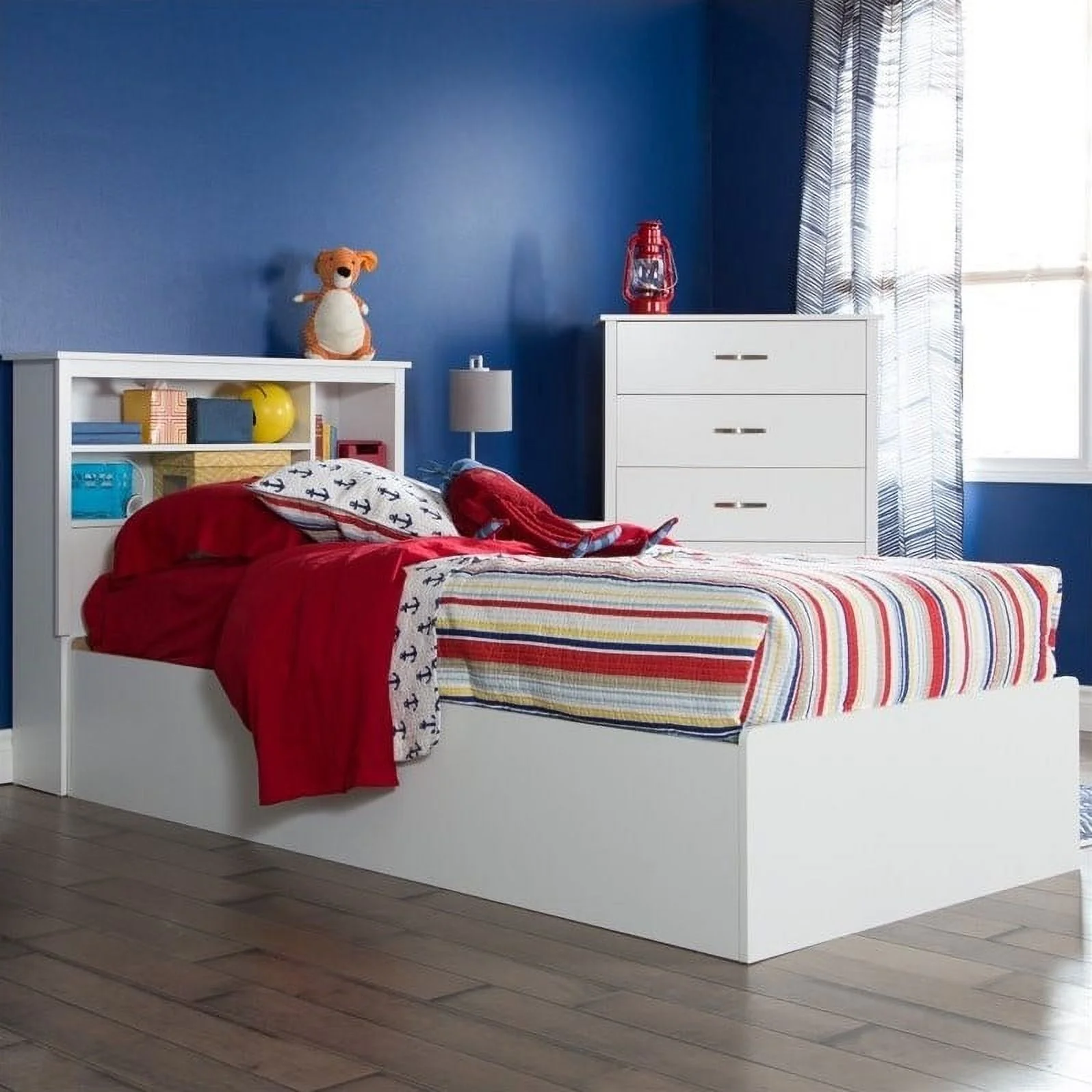 Rosebery Kids Transitional Wood Twin Mates Drawer Bed in White