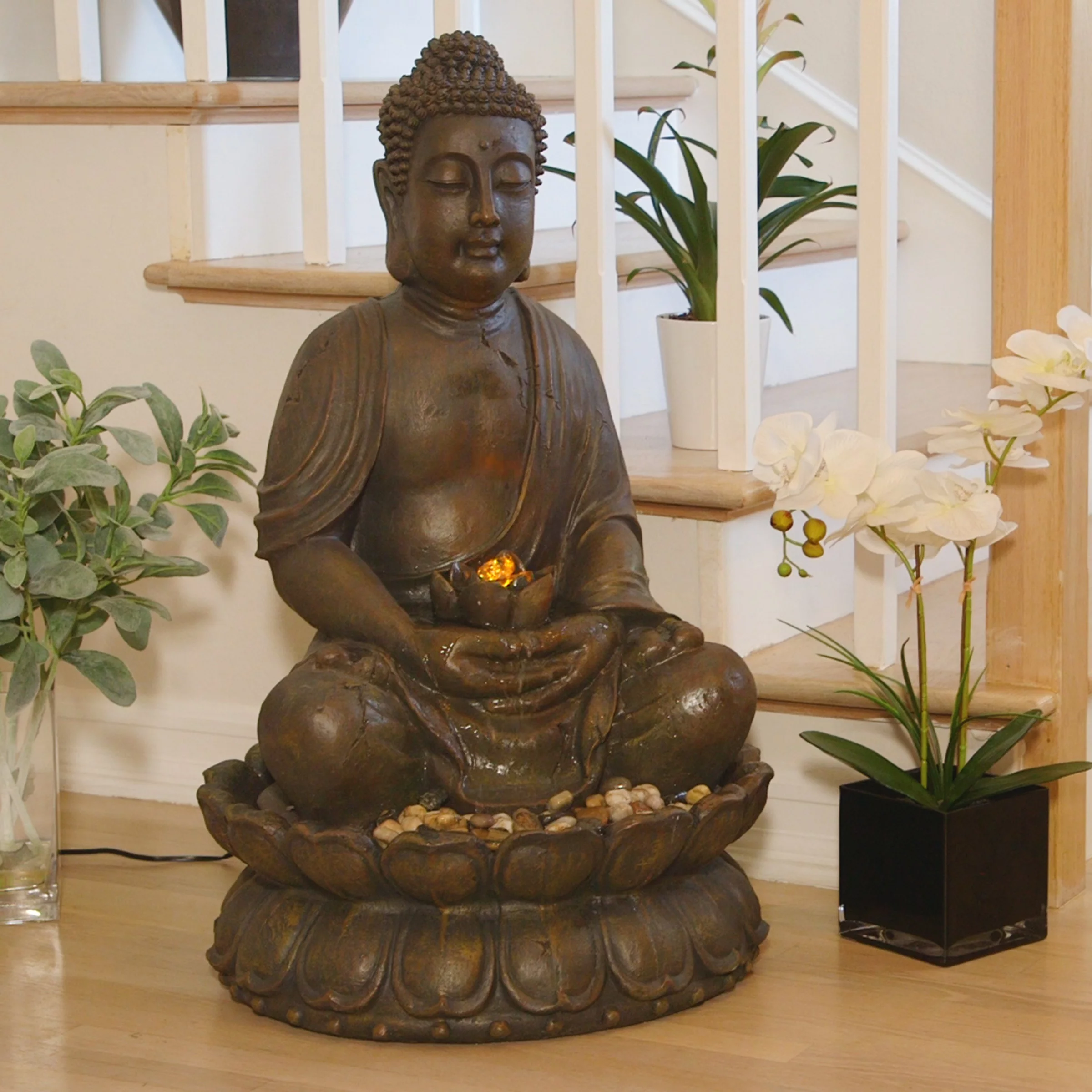 Alpine Corporation Outdoor Meditating Buddha Fountain