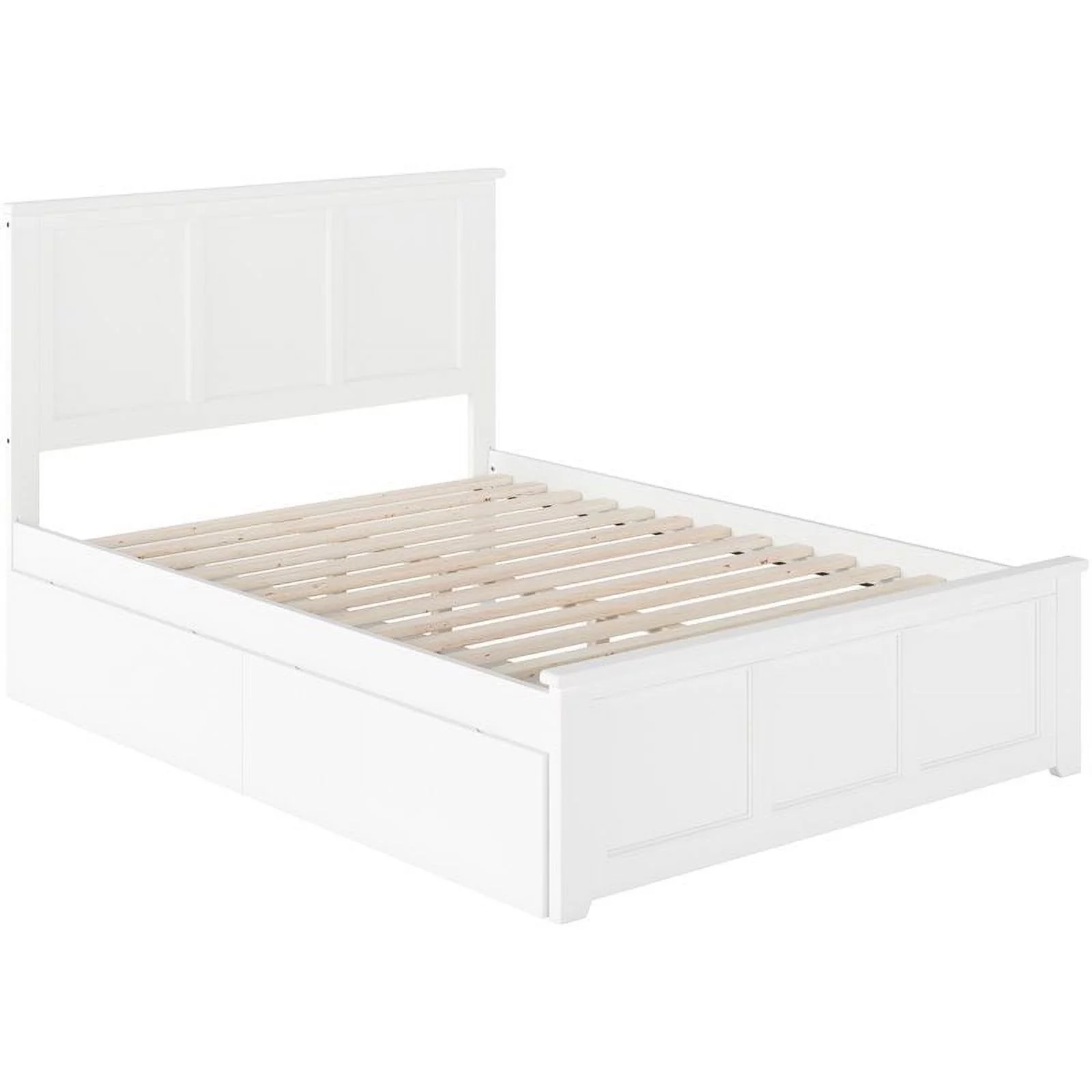 Pemberly Row Traditional Hardwood Storage Platform Bed, Full, White