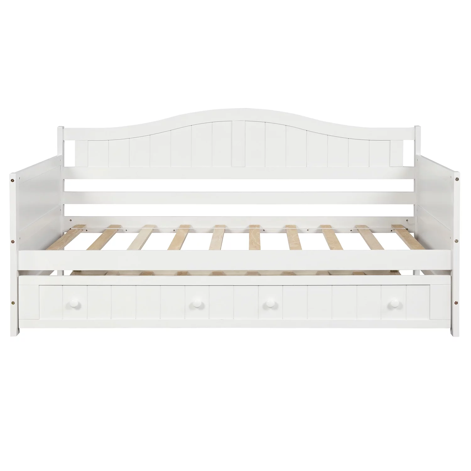 CoSoTower Twin Wooden Daybed with Trundle Bed, Sofa Bed for Bedroom Living Room,White