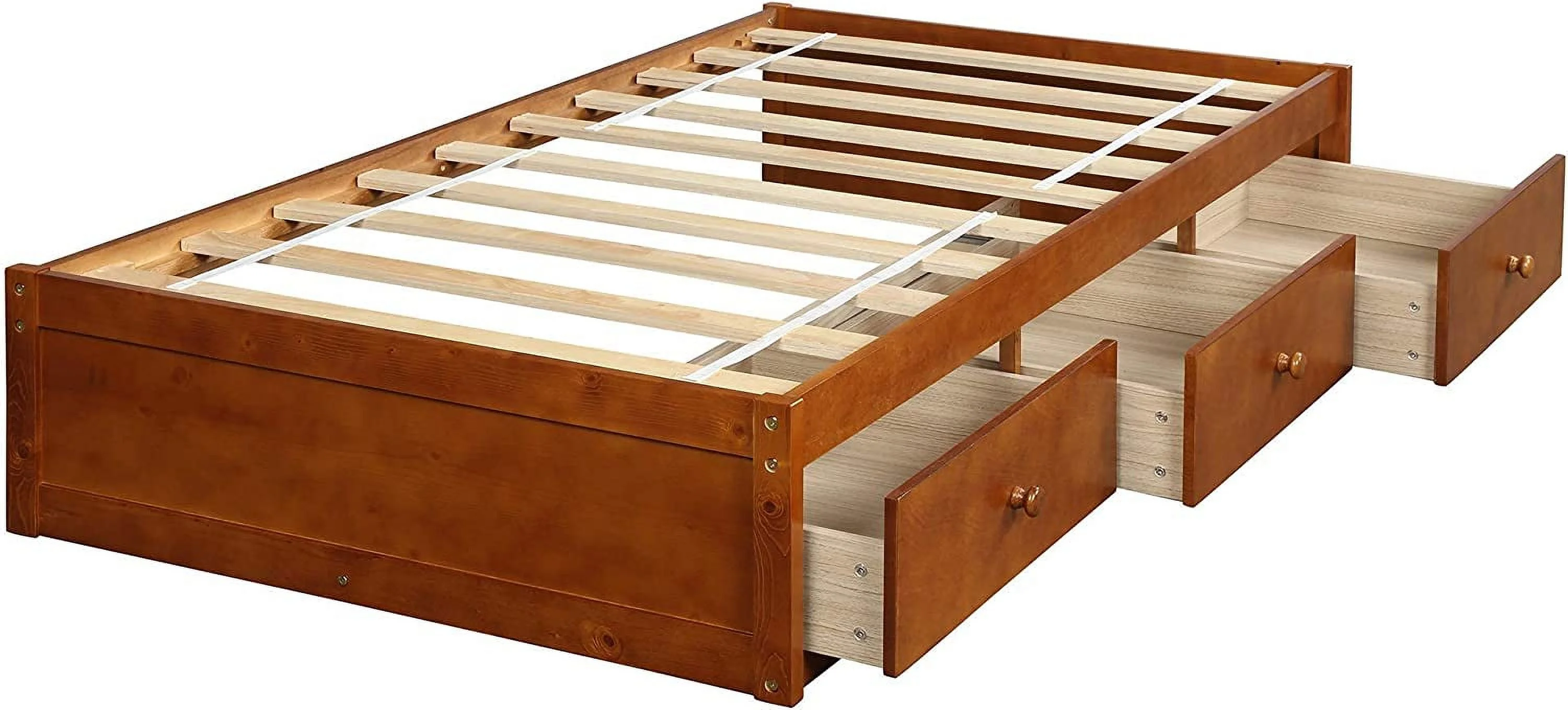 Storage Bed Wood Bed Frame With Wood Slat Support Without Headboard