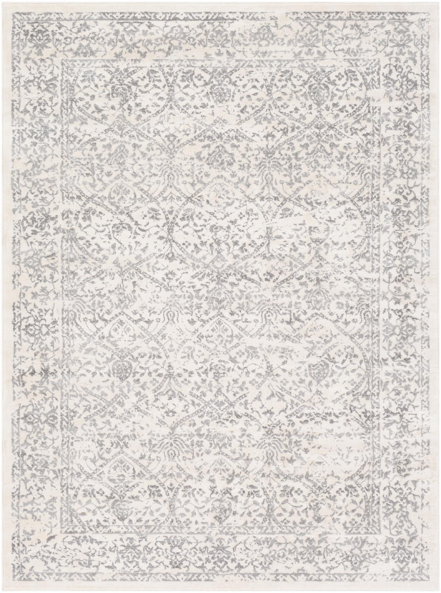 Mark&Day Area Rugs, 7x9 Beauvais Traditional Gray Ivory Area Rug (6'7