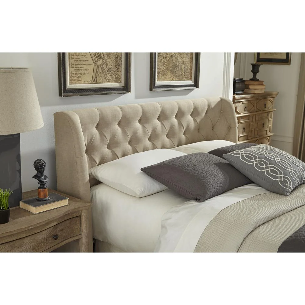 Modus Furniture Levi Wingback Upholstered Headboard in Toast Linen