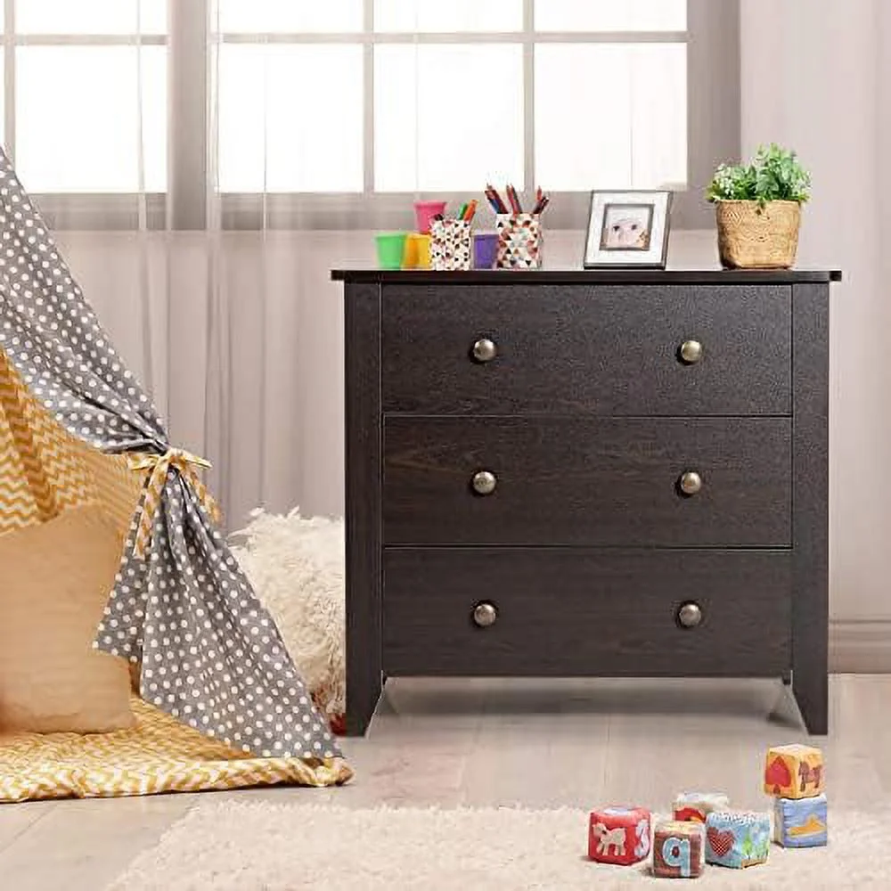 HBBOOMLIFE Drawer Chest with 3 Drawers Solid Curved Legs and Double Handled Bedside Table  Dresser Cabinet for Bedroom  Living Room  Entryway  Nursery 28x 18x 26 Inch Drawer Dresser (Deep