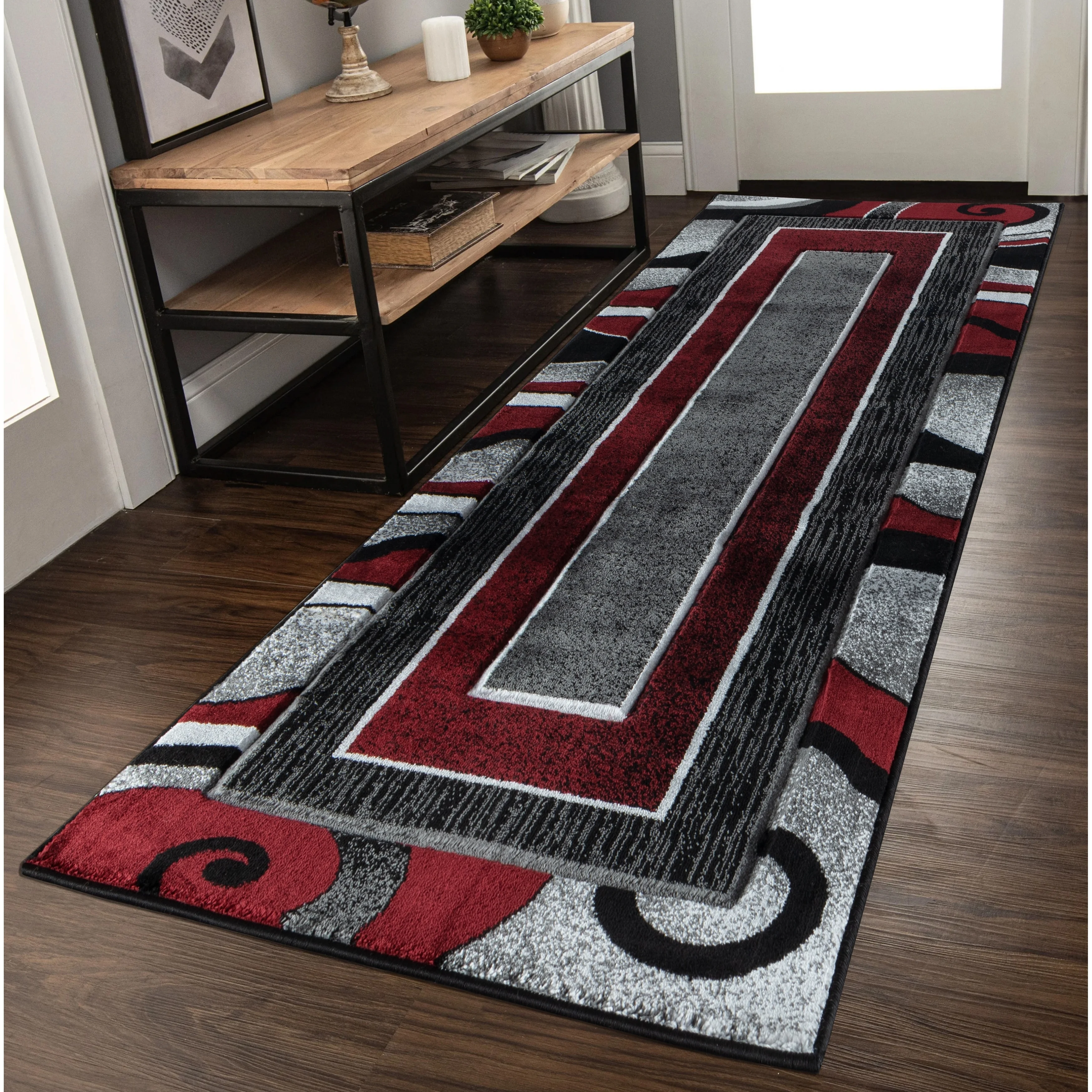 MDA Home Glamour Red/Black Polypropylene Area Rug - 2'8
