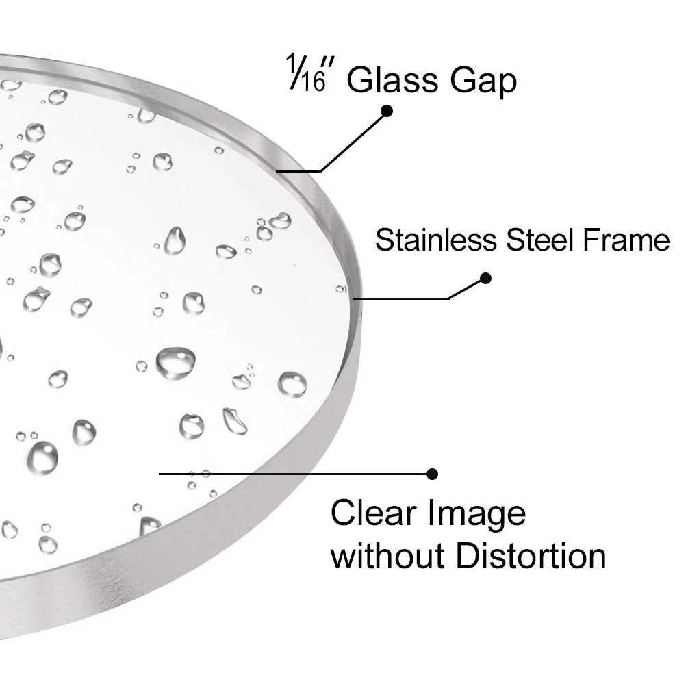 Andy Star Round Wall Mirror for Bathroom, 24 Inch Brushed Silver Circle Mirror Modern Premium Stainless Steel Metal Frame Wall Mounted for Bathroom, Living Room, Bedroom