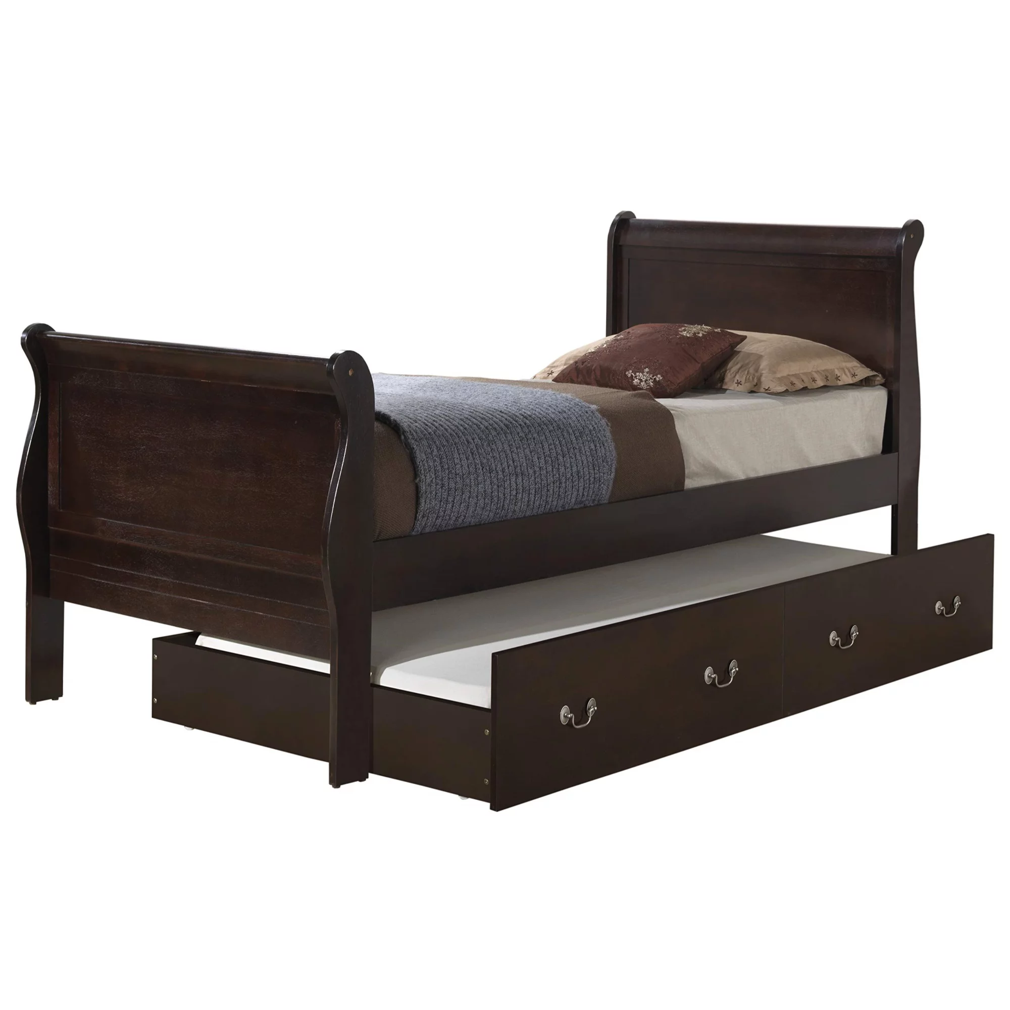 Glory Furniture Louis Phillipe Twin Trundle Bed in Cappuccino
