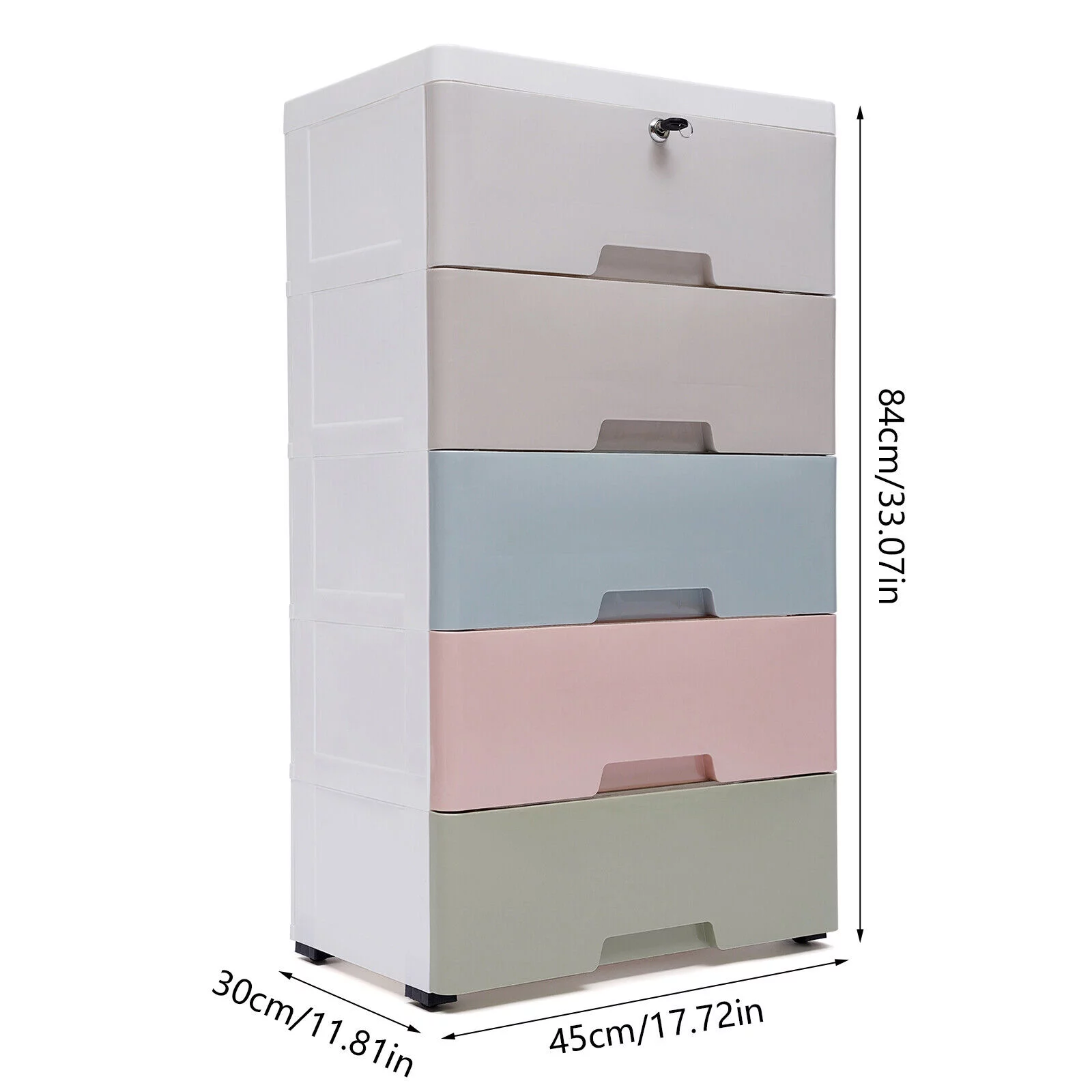 Chest of 5 Drawers Tower Dresser Clothes Storage Racks Bedroom Plastic Cabinet