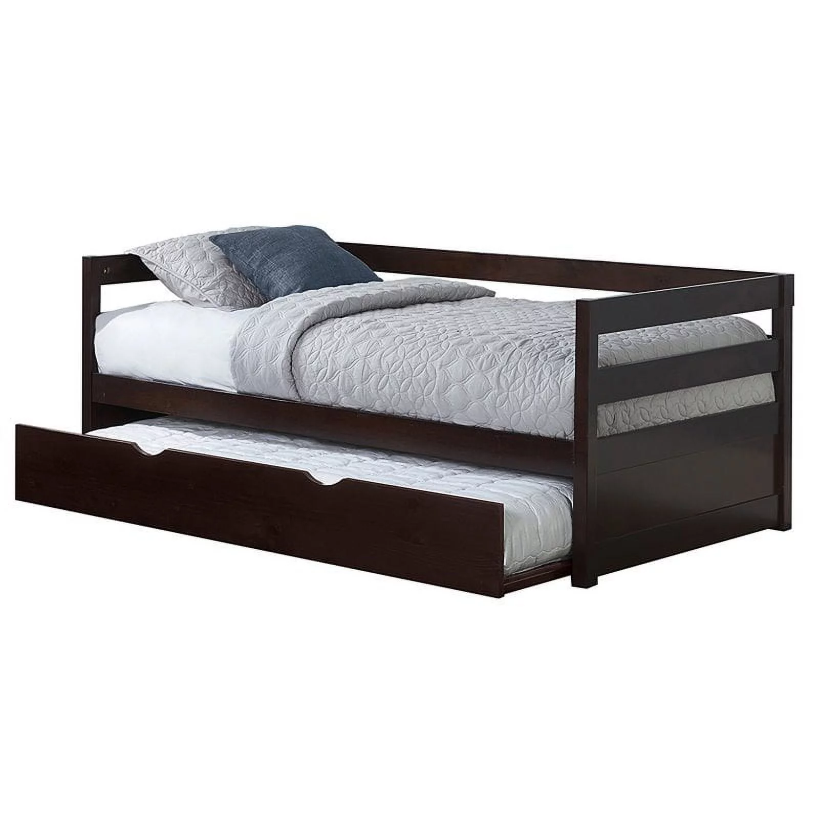 Rosebery Kids Modern Caspain Daybed with Trundle in Chocolate