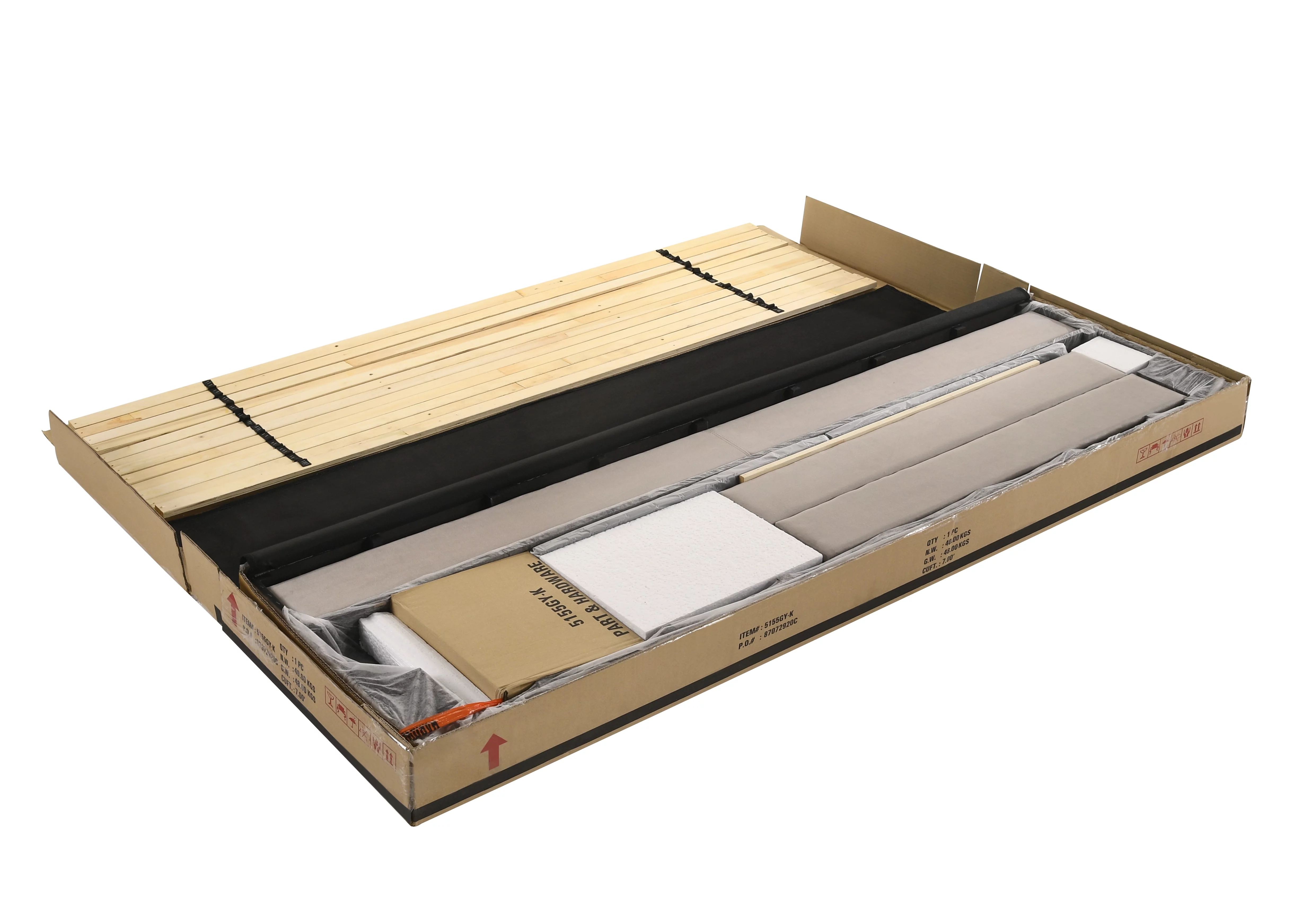 Crown Mark Lyric Comfort Upholstered Platform Bed, California King, Warm Grey