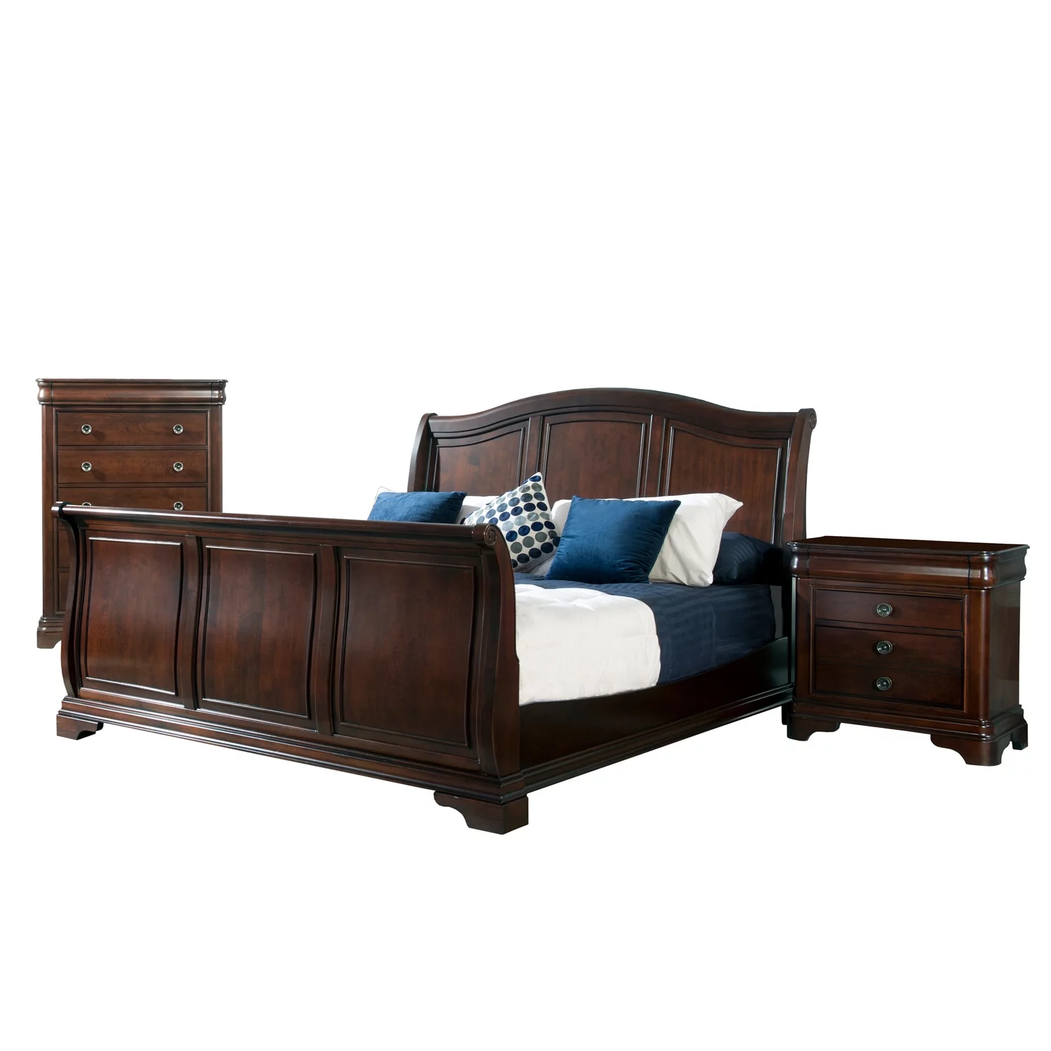 Picket House Furnishings Conley 3 Piece Queen Sleigh Bedroom Set in Cherry