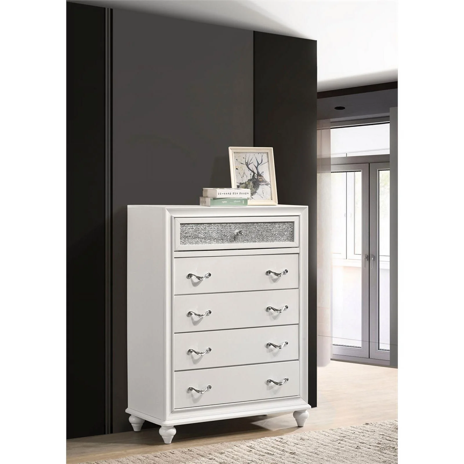 Pemberly Row 5-drawer Contemporary Wood Chest in White Finish